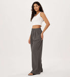 Wide Leg Crinkle Comfy High Waist Lounge Pants with Pockets - ododos