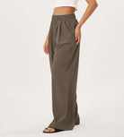 Wide Leg Crinkle Comfy High Waist Lounge Pants with Pockets - ododos