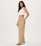 Wide Leg Crinkle Comfy High Waist Lounge Pants with Pockets - ododos