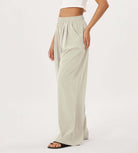 Wide Leg Crinkle Comfy High Waist Lounge Pants with Pockets - ododos