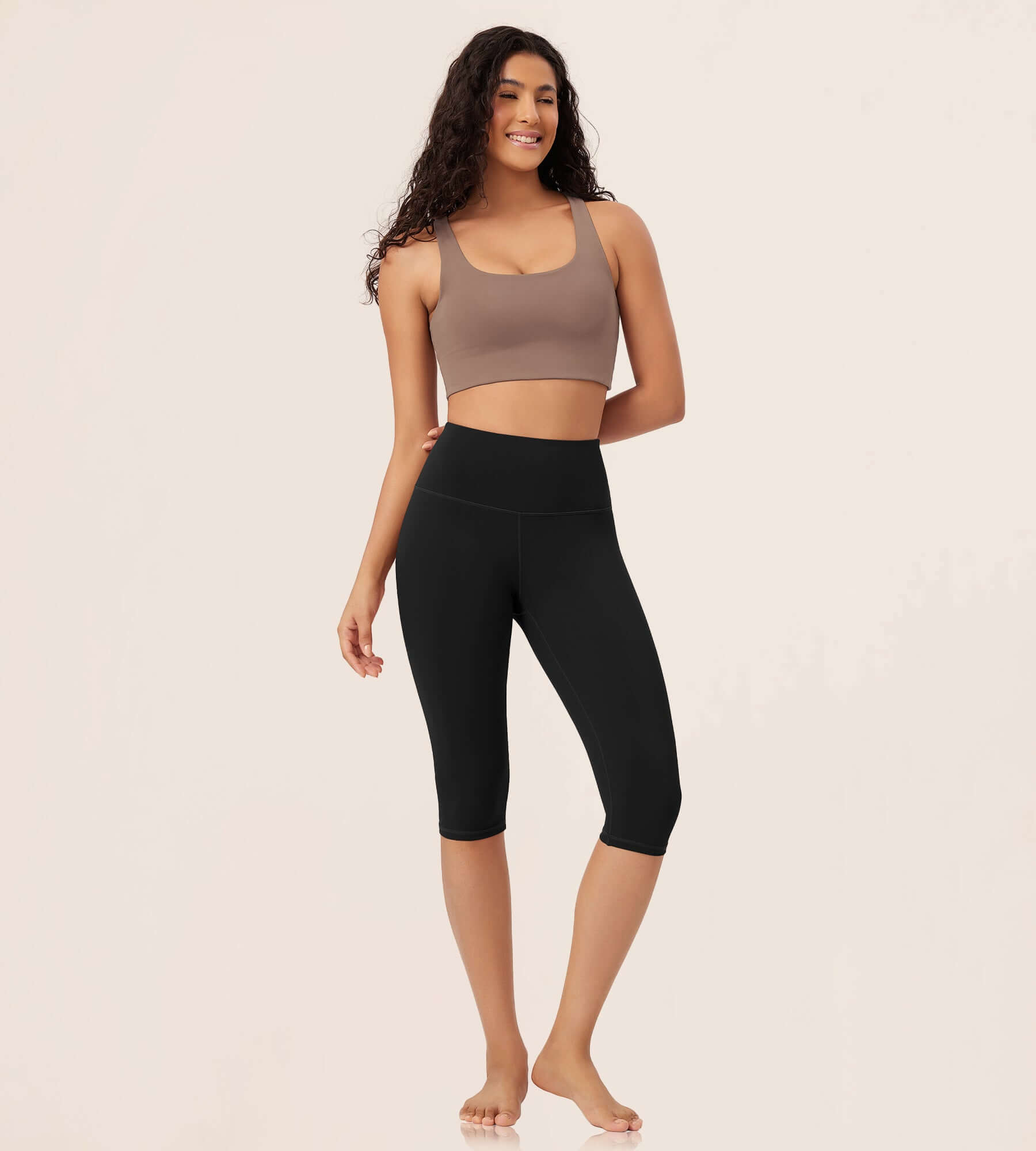 ODLEX 14 High Waist Knee Length Workout Athletic Running Capris Leggings - ododos