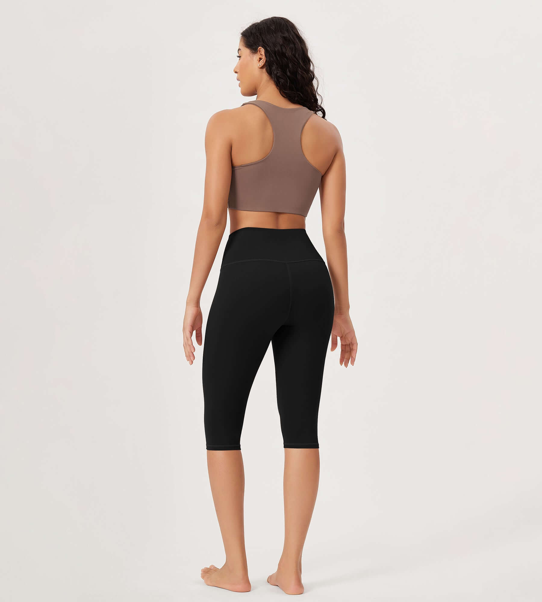 ODLEX 14 High Waist Knee Length Workout Athletic Running Capris Leggings - ododos