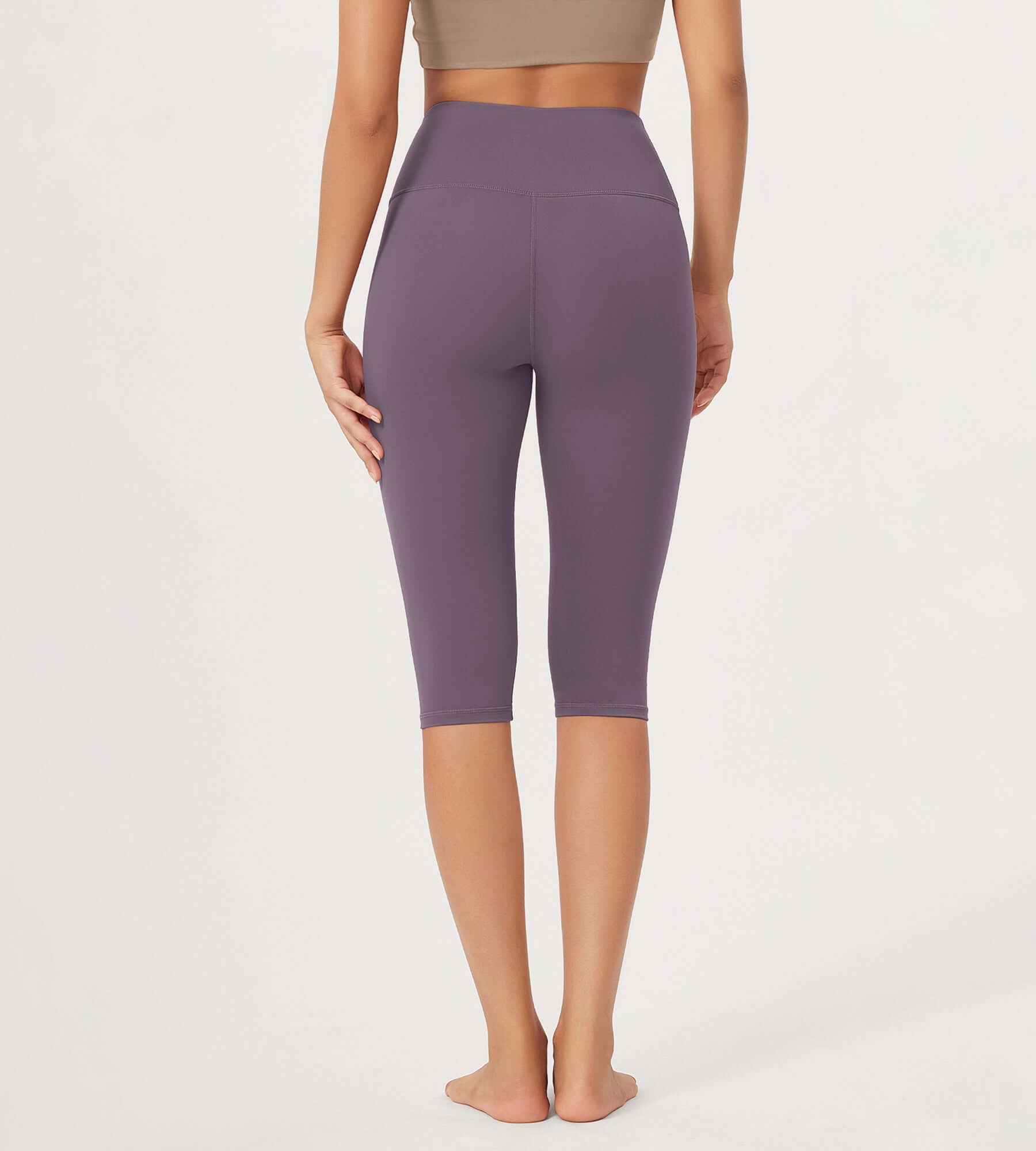 ODLEX 2-Pack 14 High Waist Knee Length Workout Athletic Running Capris Leggings - ododos