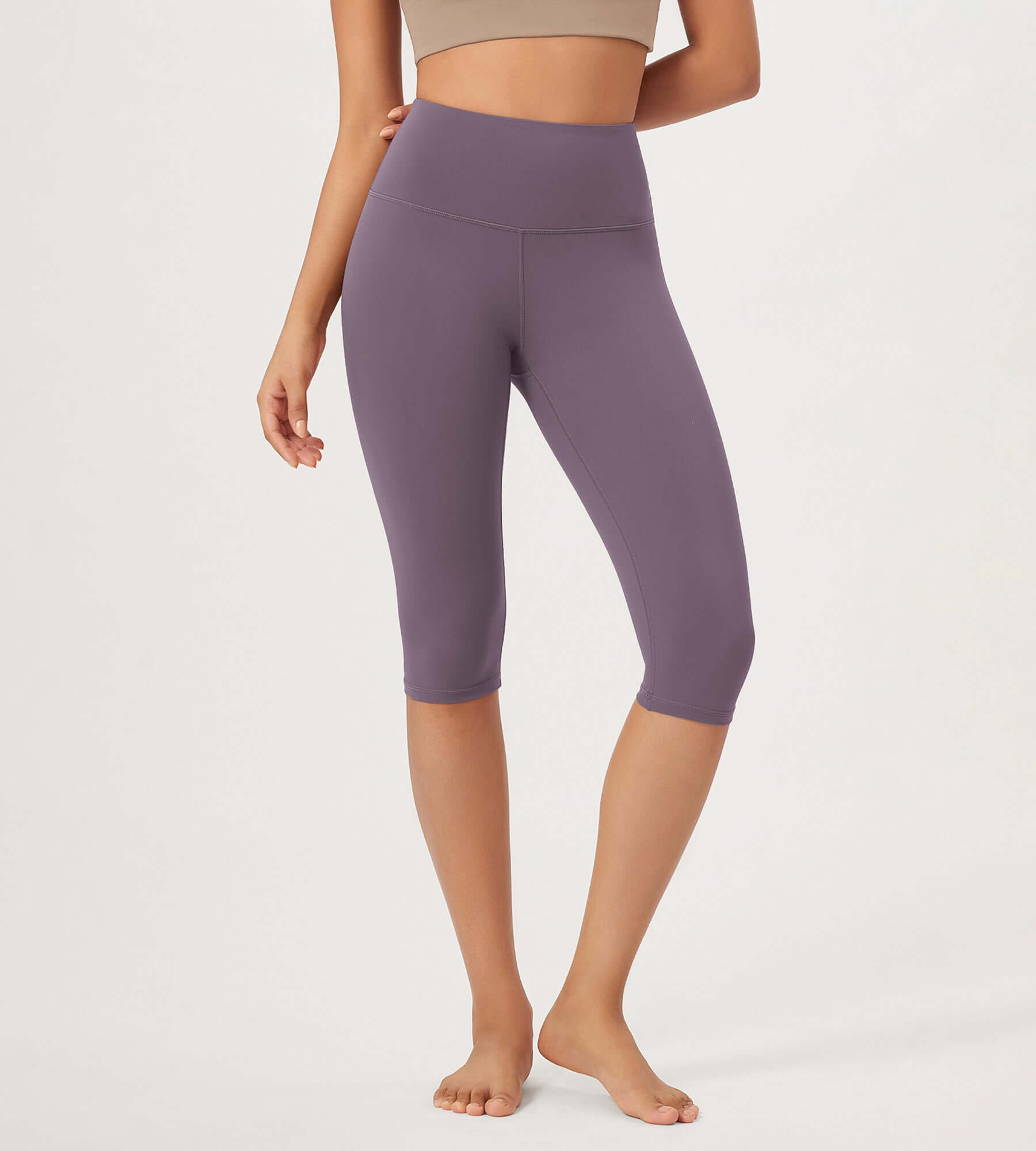 ODLEX 2-Pack 14 High Waist Knee Length Workout Athletic Running Capris Leggings - ododos