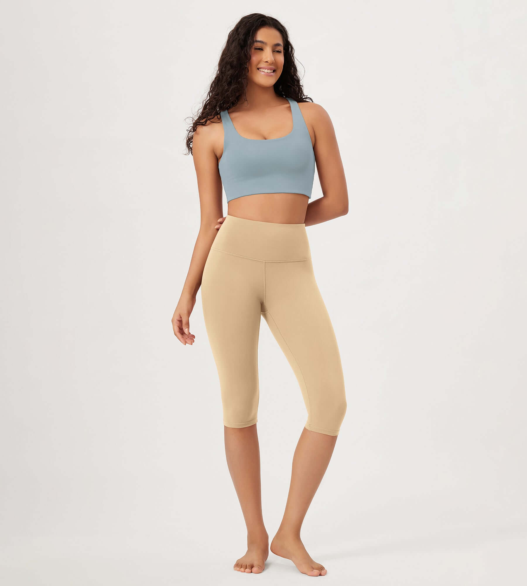 ODLEX 2-Pack 14 High Waist Knee Length Workout Athletic Running Capris Leggings - ododos