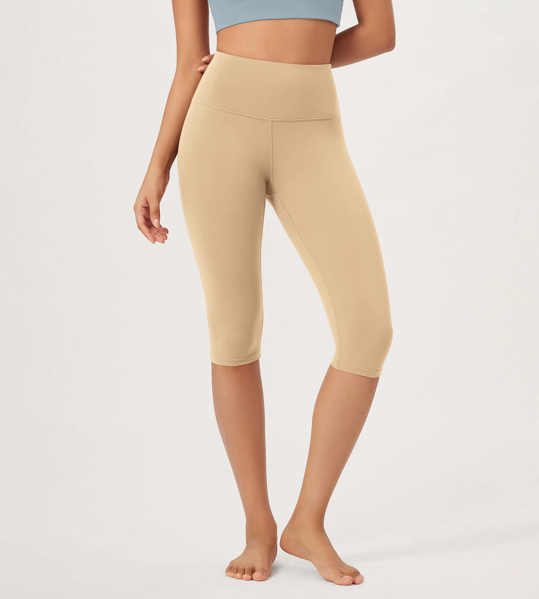 ODLEX 2-Pack 14 High Waist Knee Length Workout Athletic Running Capris Leggings - ododos