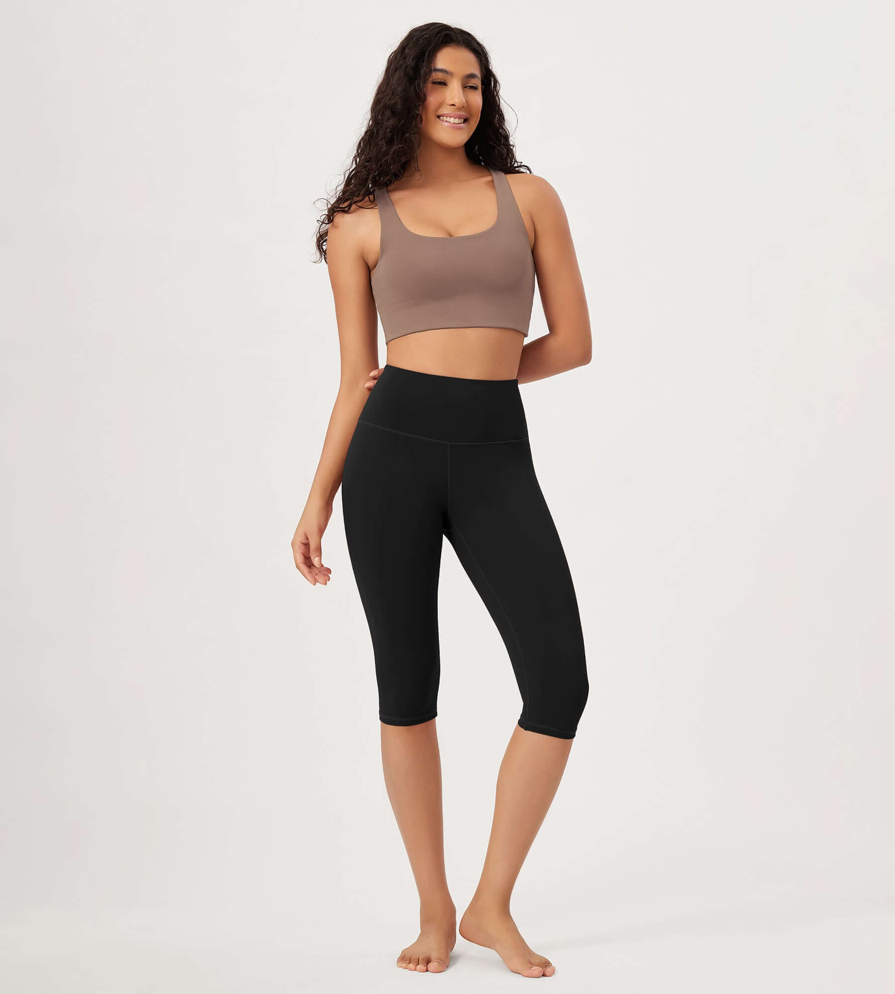 ODLEX 2-Pack 14 High Waist Knee Length Workout Athletic Running Capris Leggings - ododos