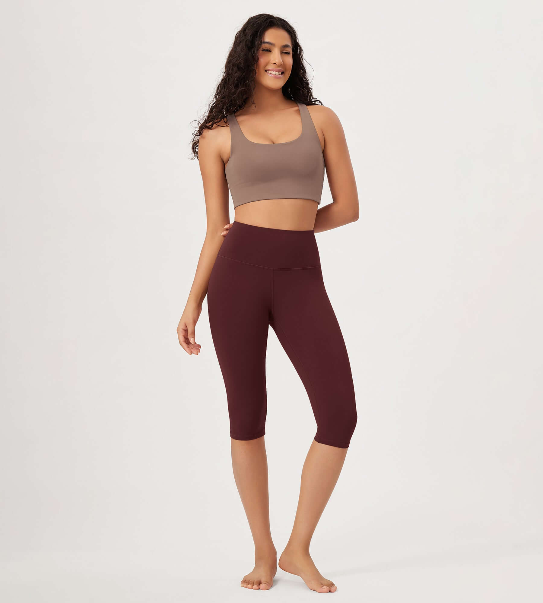 ODLEX 2-Pack 14 High Waist Knee Length Workout Athletic Running Capris Leggings - ododos