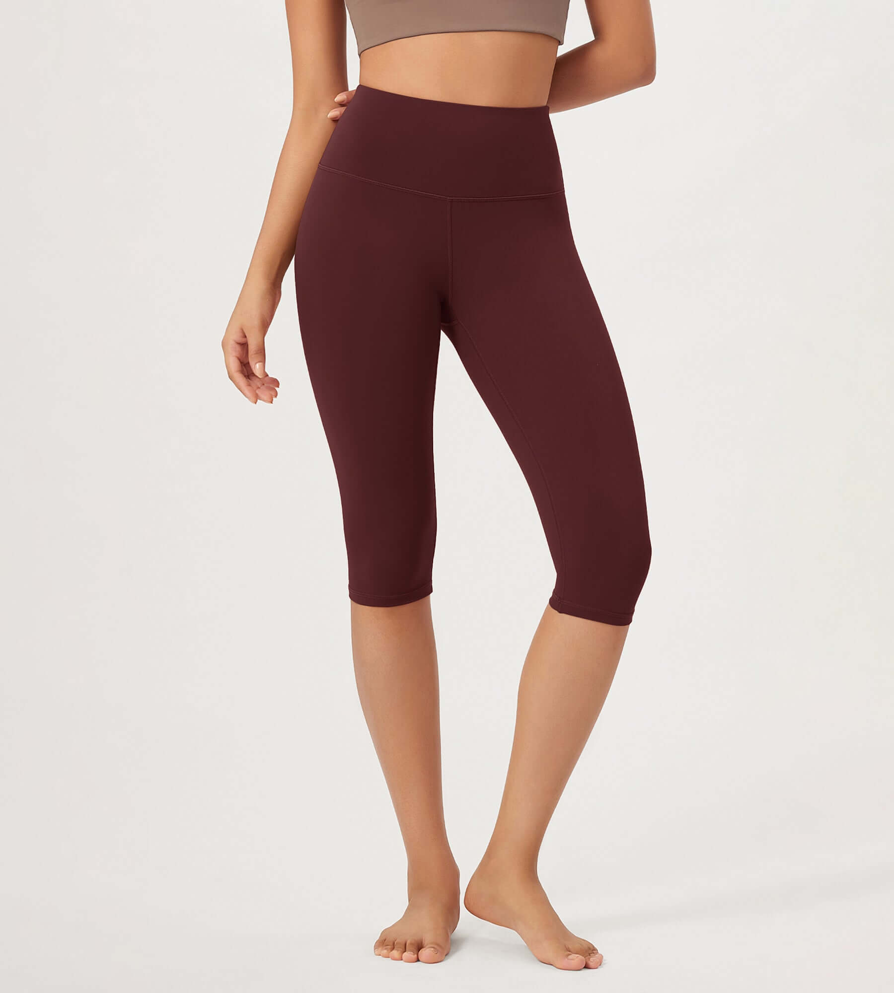 ODLEX 2-Pack 14 High Waist Knee Length Workout Athletic Running Capris Leggings - ododos