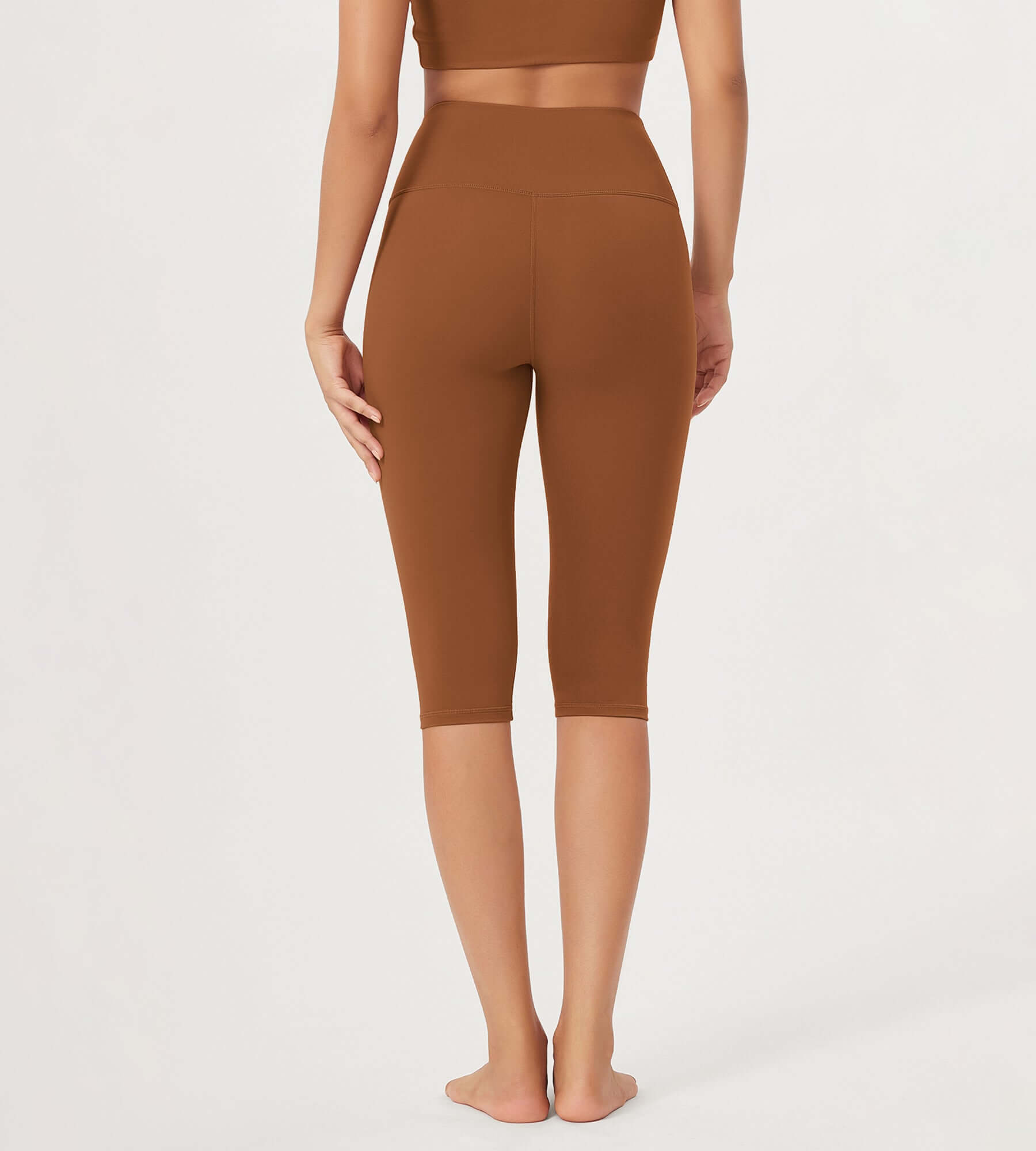 ODLEX 2-Pack 14 High Waist Knee Length Workout Athletic Running Capris Leggings - ododos