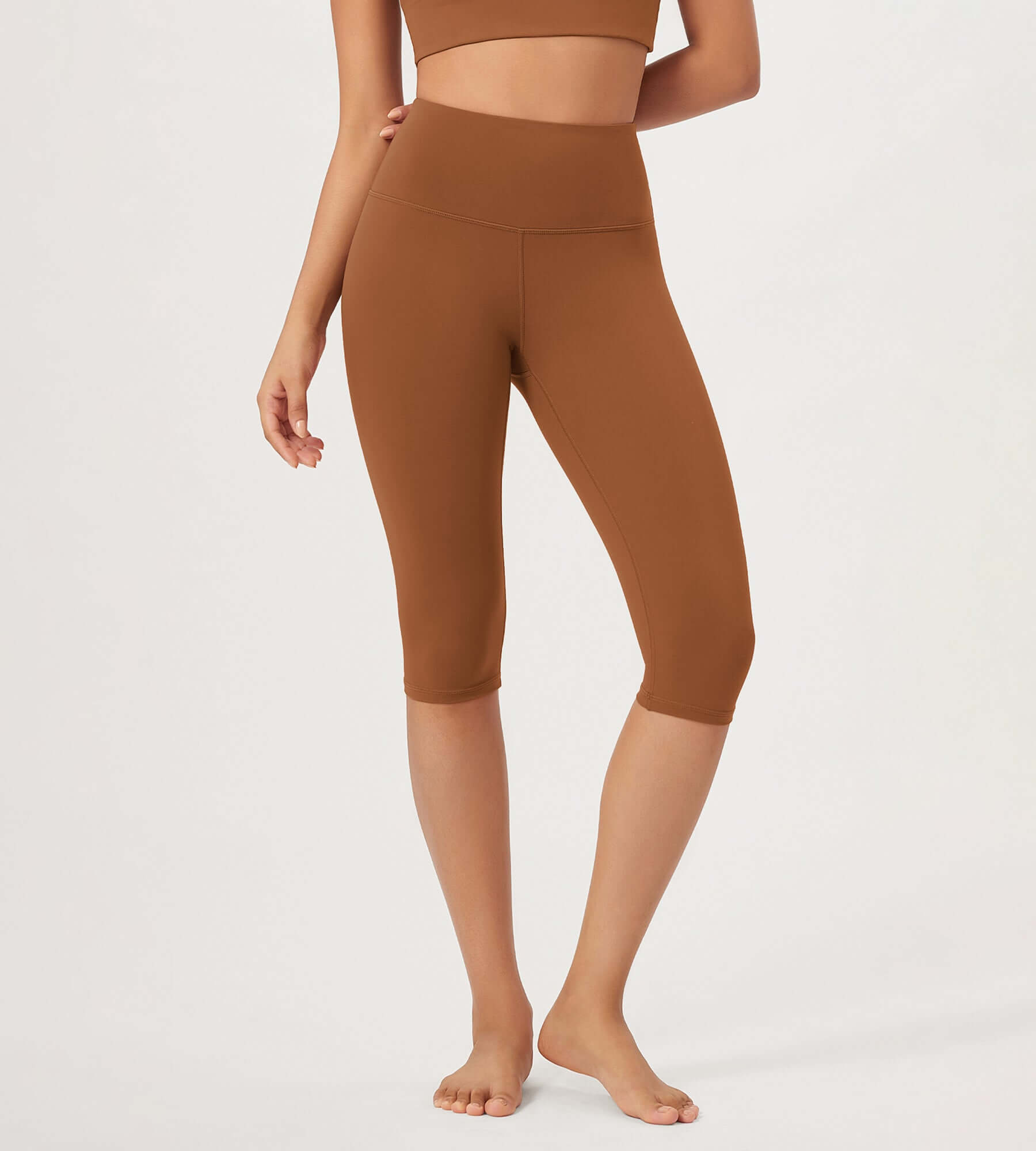 ODLEX 2-Pack 14 High Waist Knee Length Workout Athletic Running Capris Leggings - ododos