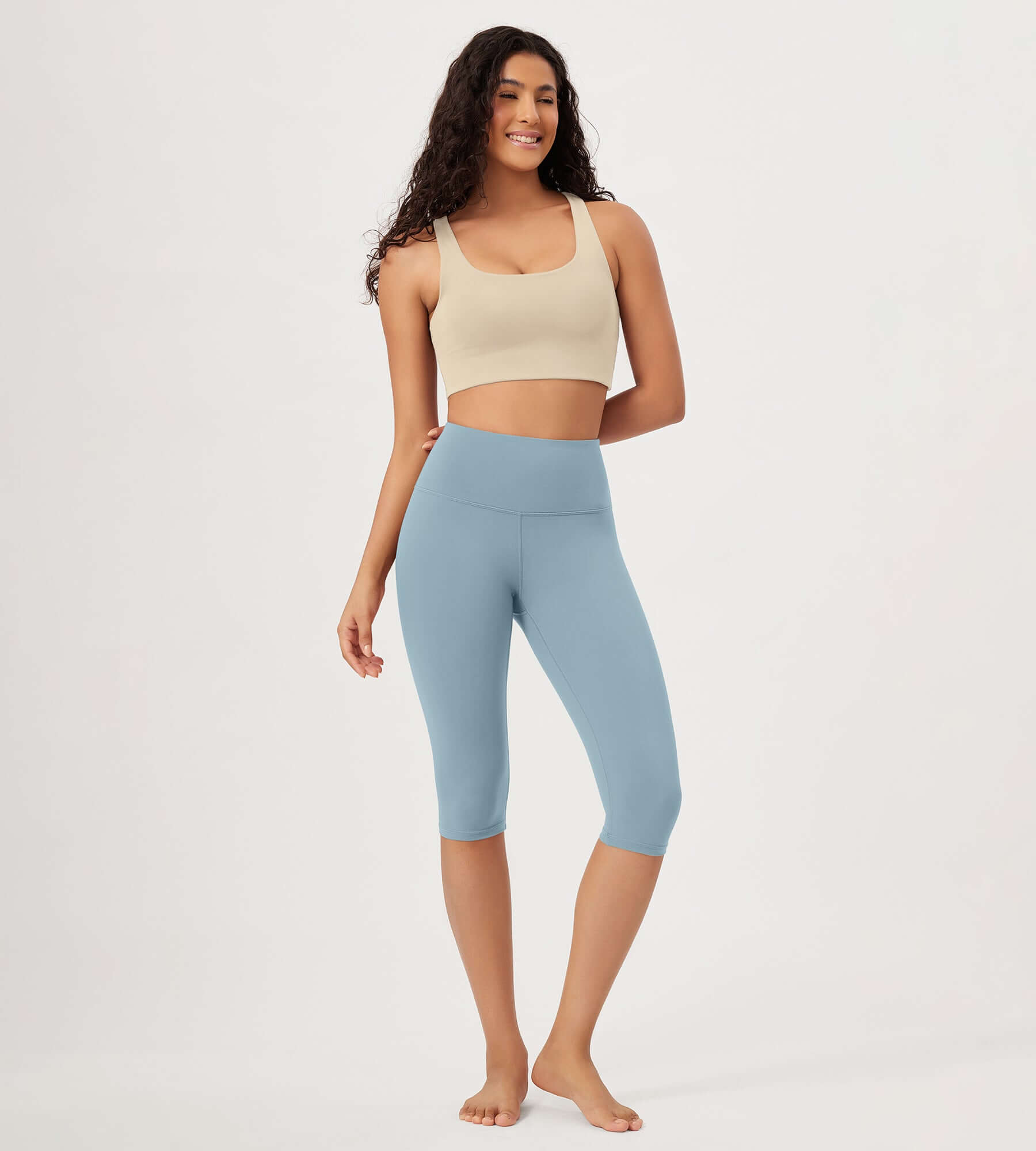 ODLEX 2-Pack 14 High Waist Knee Length Workout Athletic Running Capris Leggings - ododos