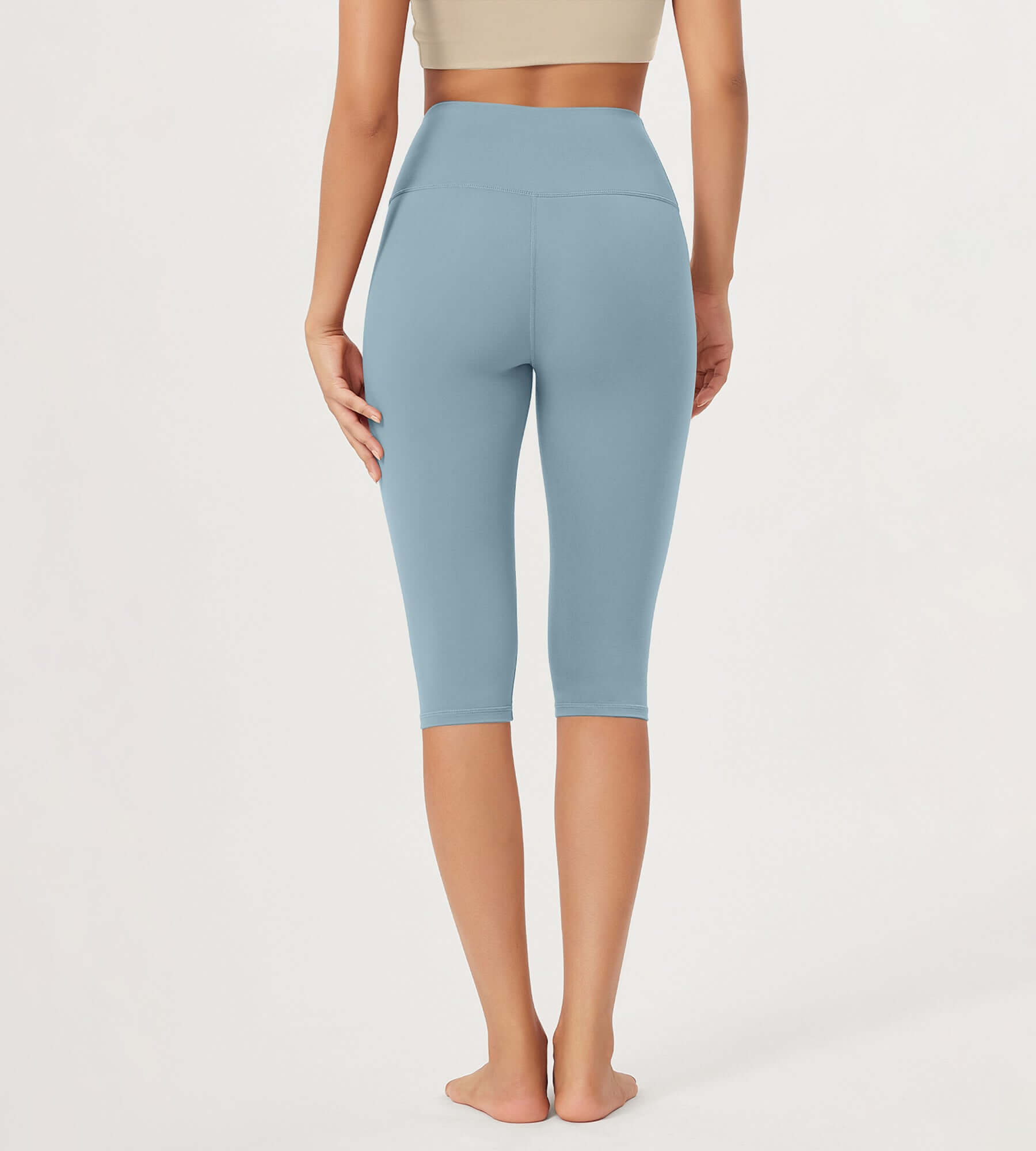 ODLEX 2-Pack 14 High Waist Knee Length Workout Athletic Running Capris Leggings - ododos