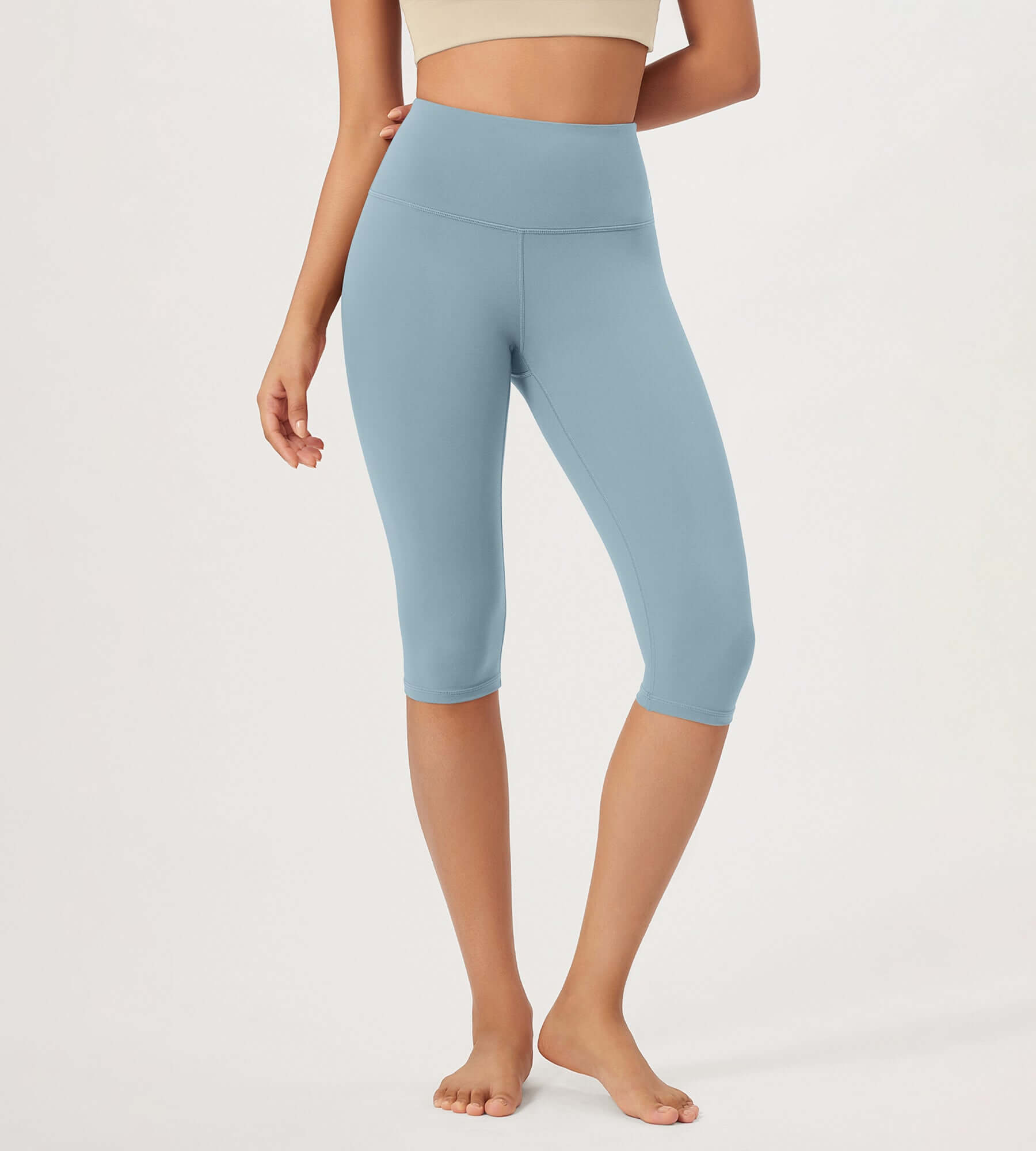 ODLEX 2-Pack 14 High Waist Knee Length Workout Athletic Running Capris Leggings - ododos