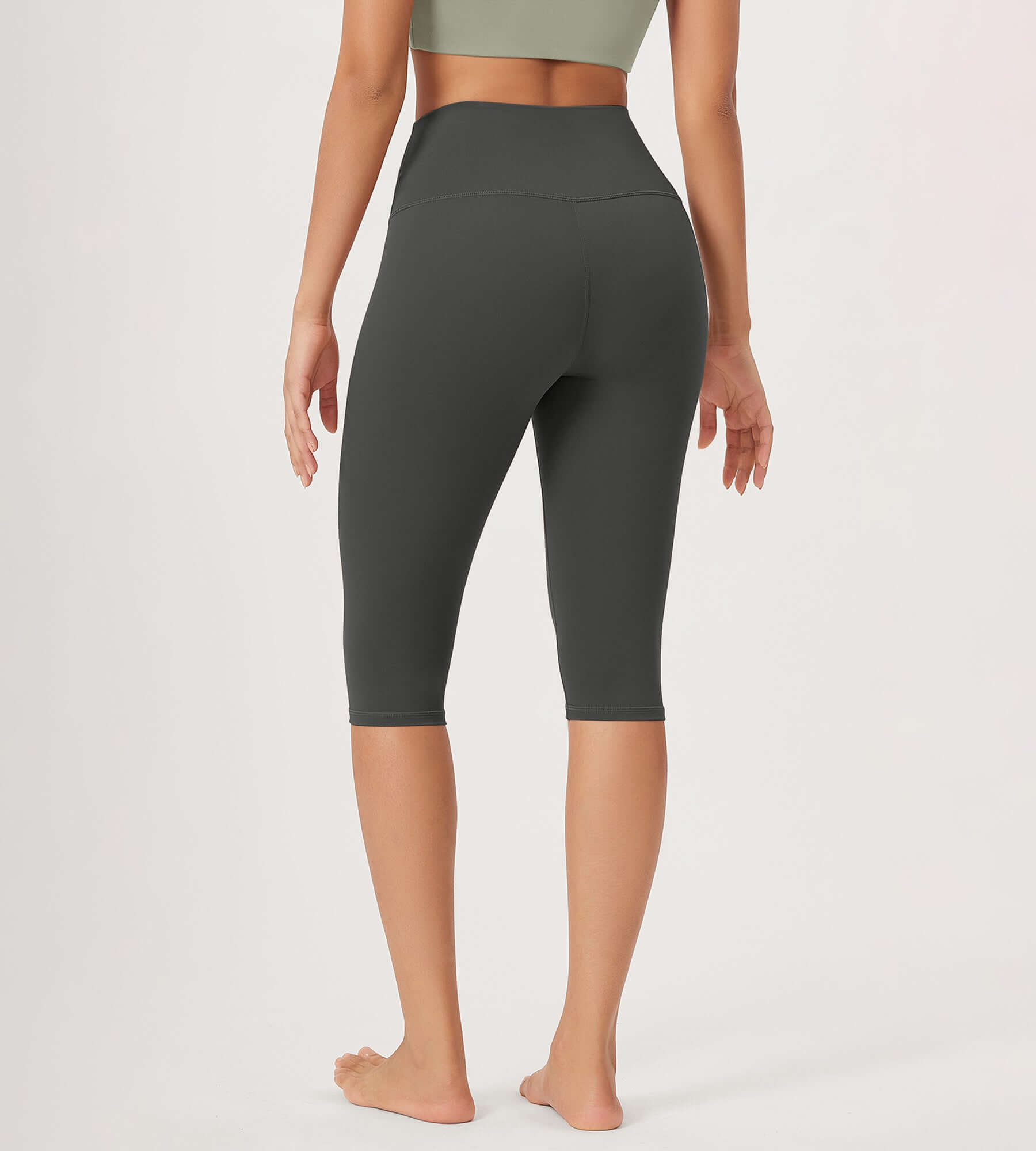 ODLEX 2-Pack 14 High Waist Knee Length Workout Athletic Running Capris Leggings - ododos