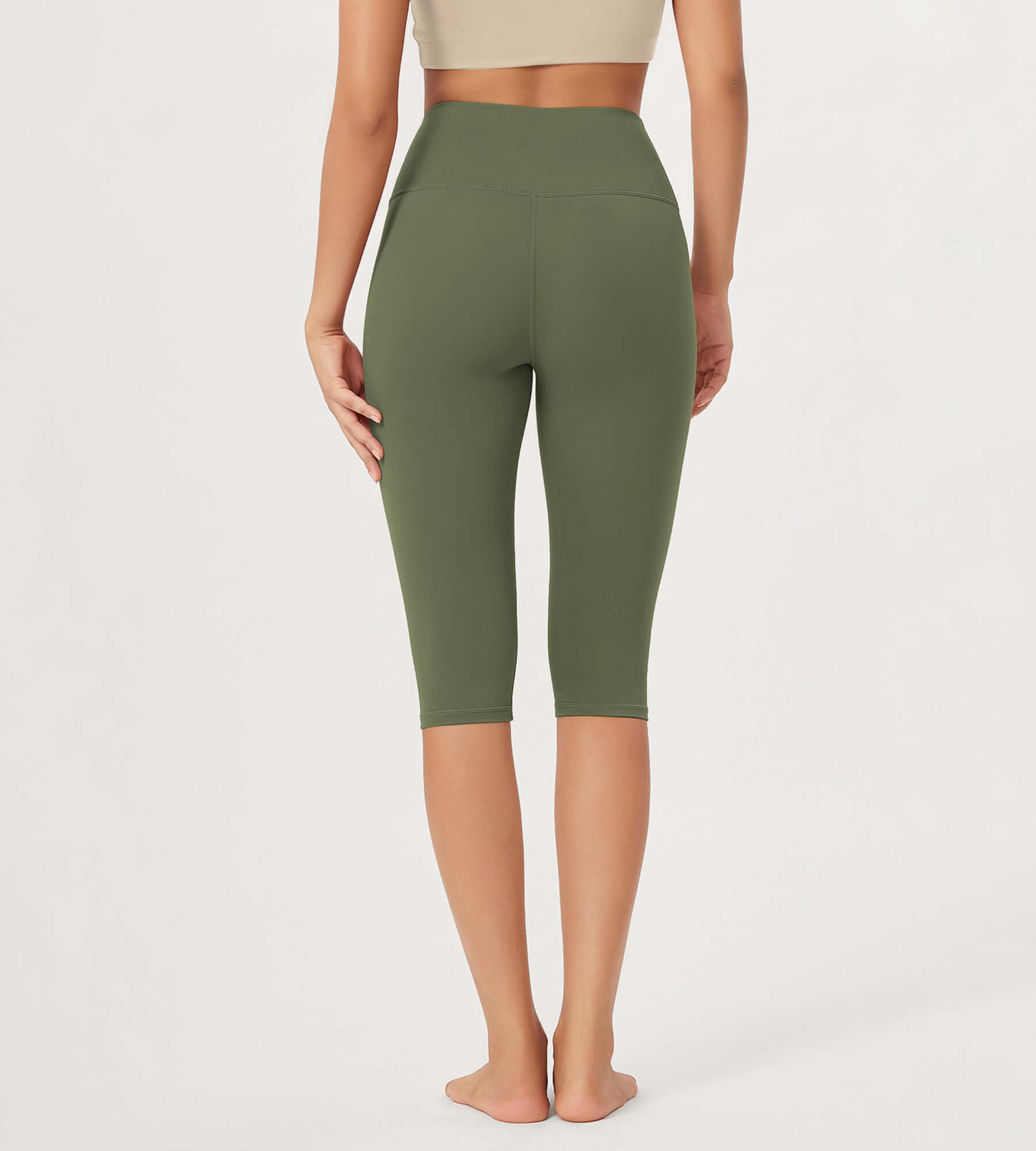 ODLEX 2-Pack 14 High Waist Knee Length Workout Athletic Running Capris Leggings - ododos