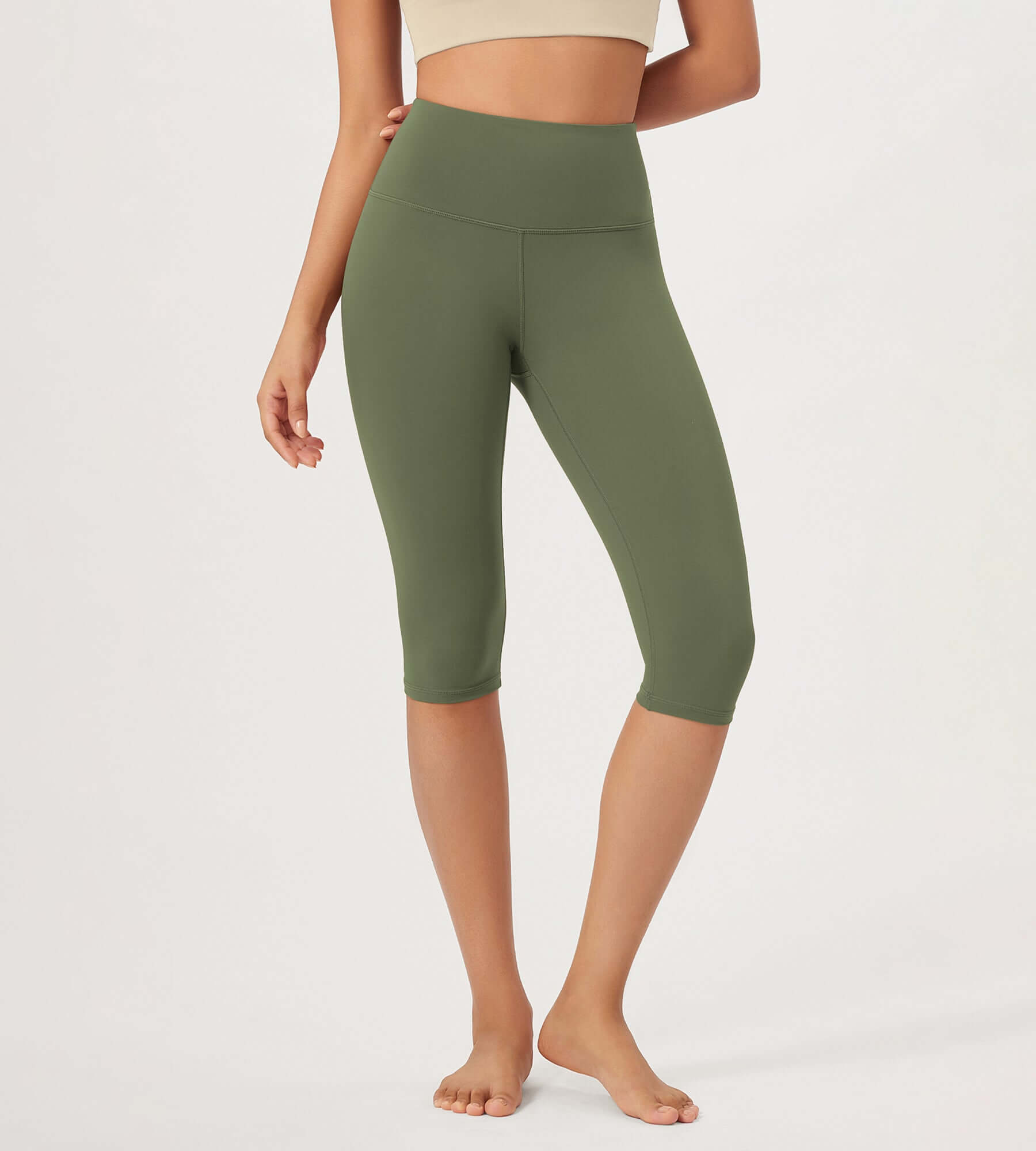 ODLEX 2-Pack 14 High Waist Knee Length Workout Athletic Running Capris Leggings - ododos