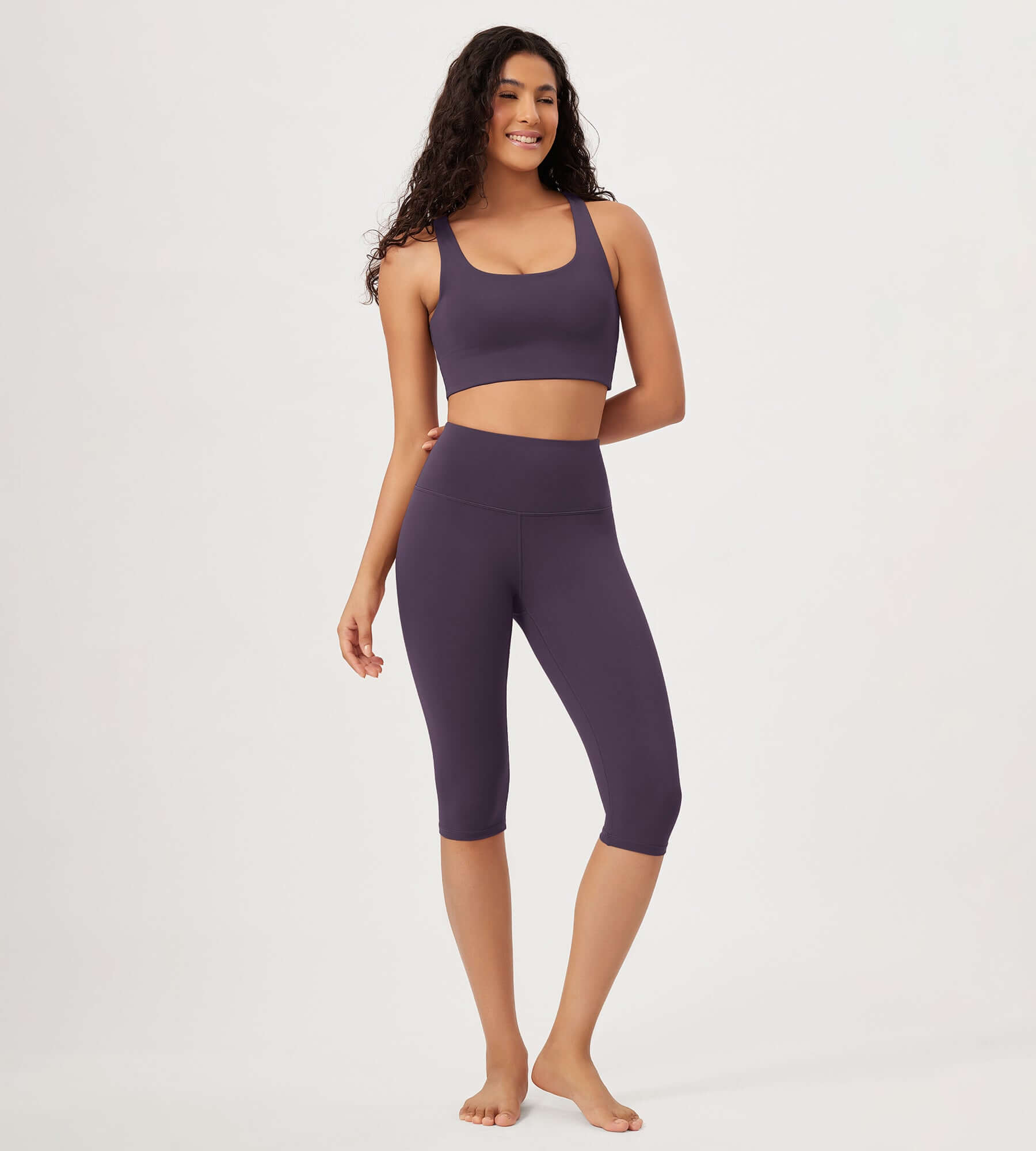 ODLEX 2-Pack 14 High Waist Knee Length Workout Athletic Running Capris Leggings - ododos