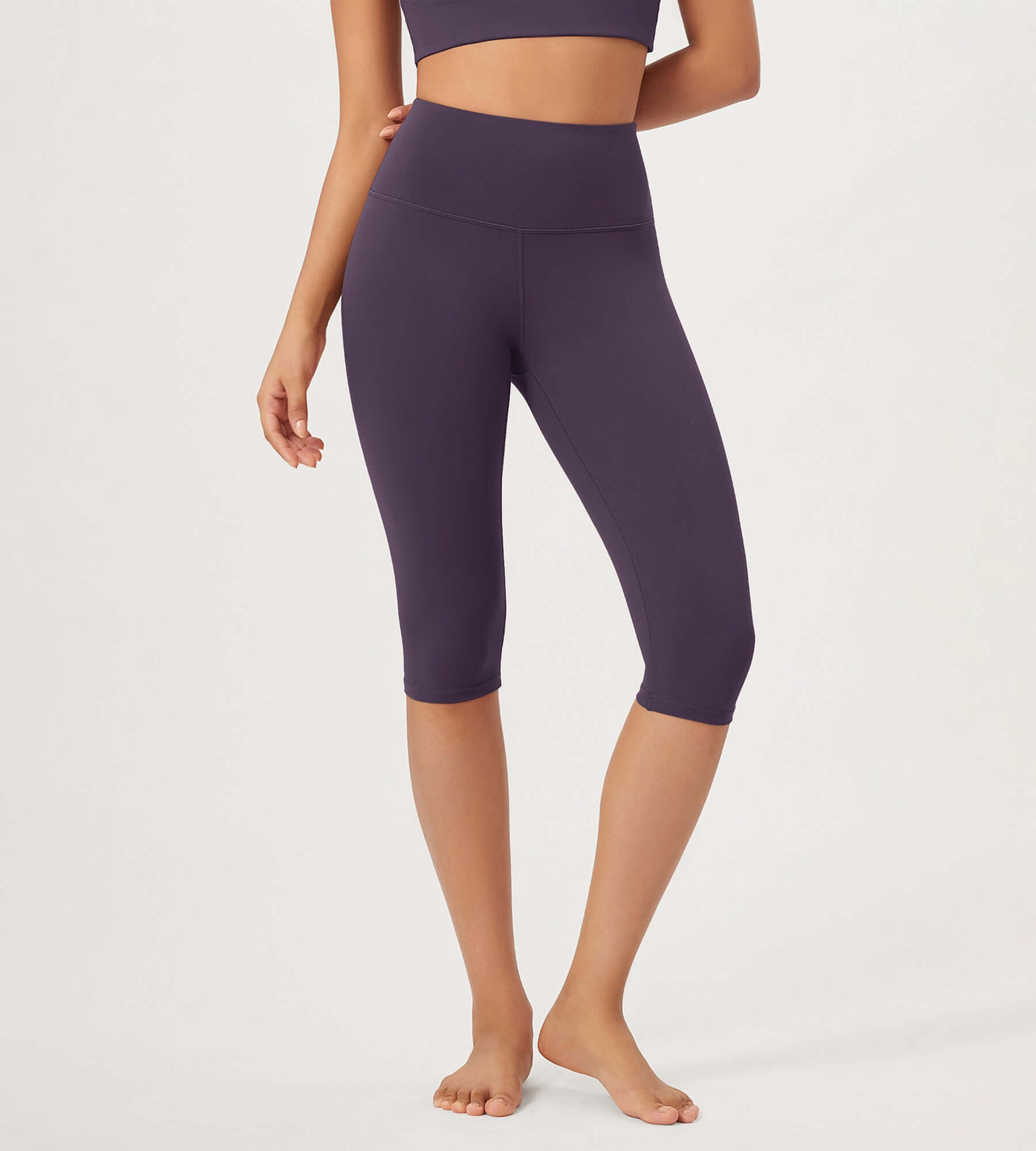 ODLEX 2-Pack 14 High Waist Knee Length Workout Athletic Running Capris Leggings - ododos