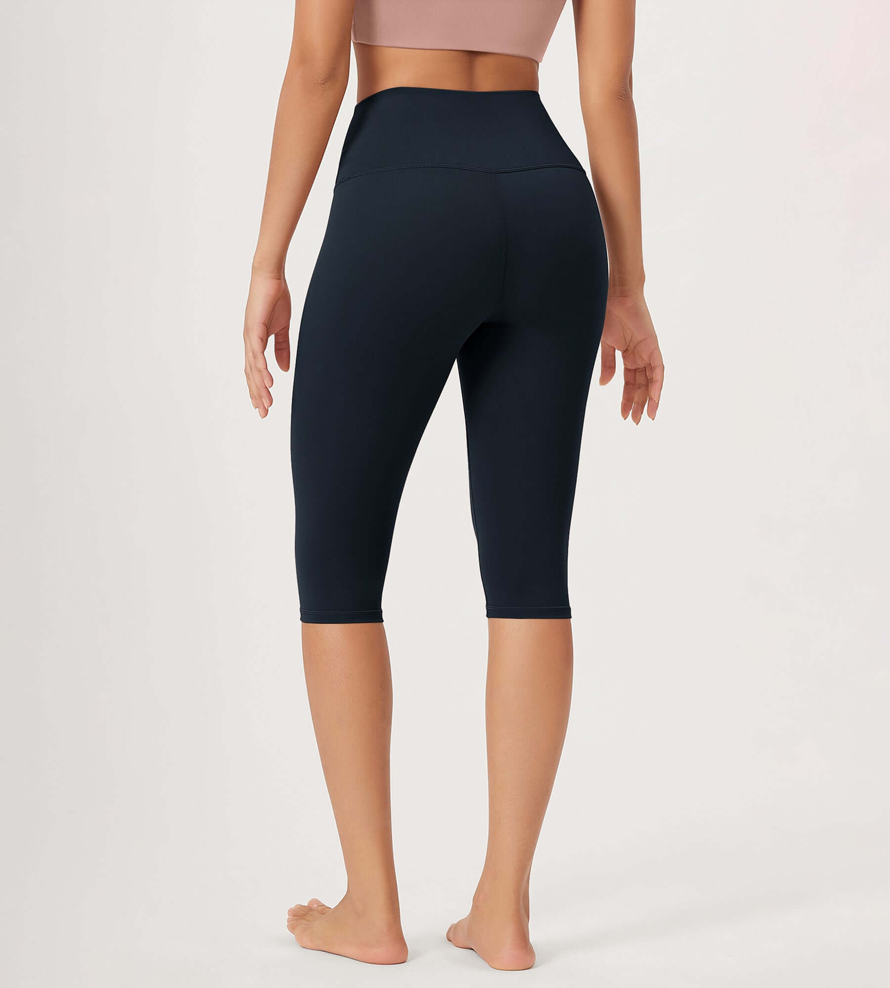 ODLEX 2-Pack 14 High Waist Knee Length Workout Athletic Running Capris Leggings - ododos