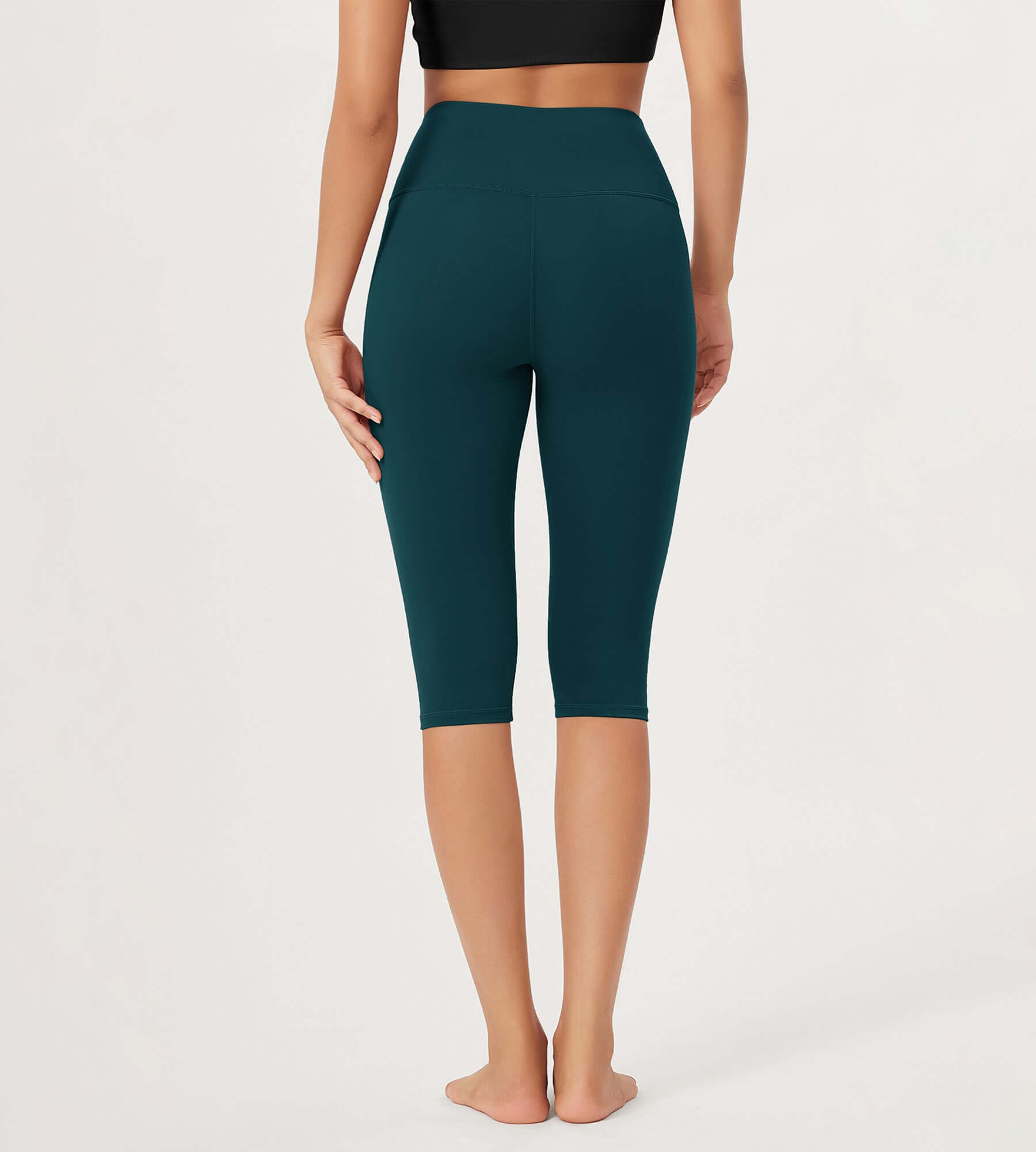 ODLEX 2-Pack 14 High Waist Knee Length Workout Athletic Running Capris Leggings - ododos