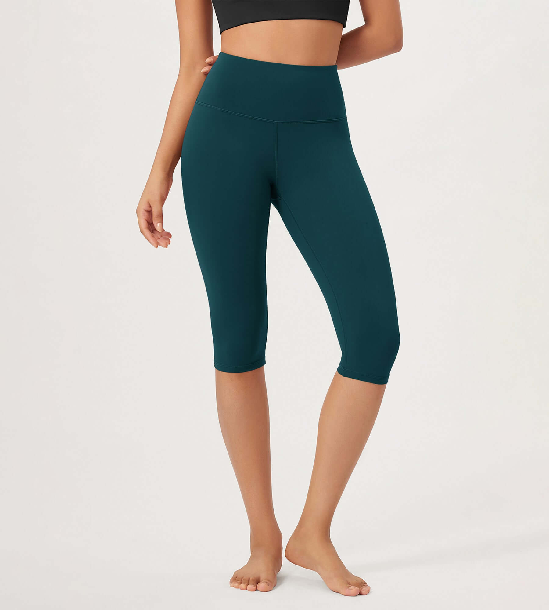 ODLEX 2-Pack 14 High Waist Knee Length Workout Athletic Running Capris Leggings - ododos