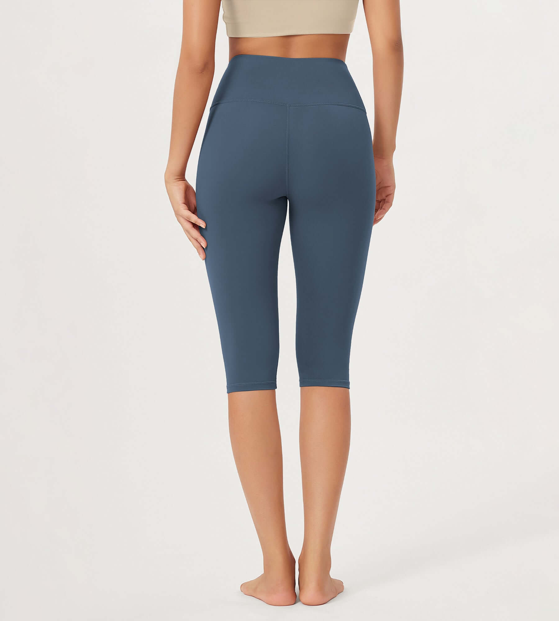 ODLEX 2-Pack 14 High Waist Knee Length Workout Athletic Running Capris Leggings - ododos