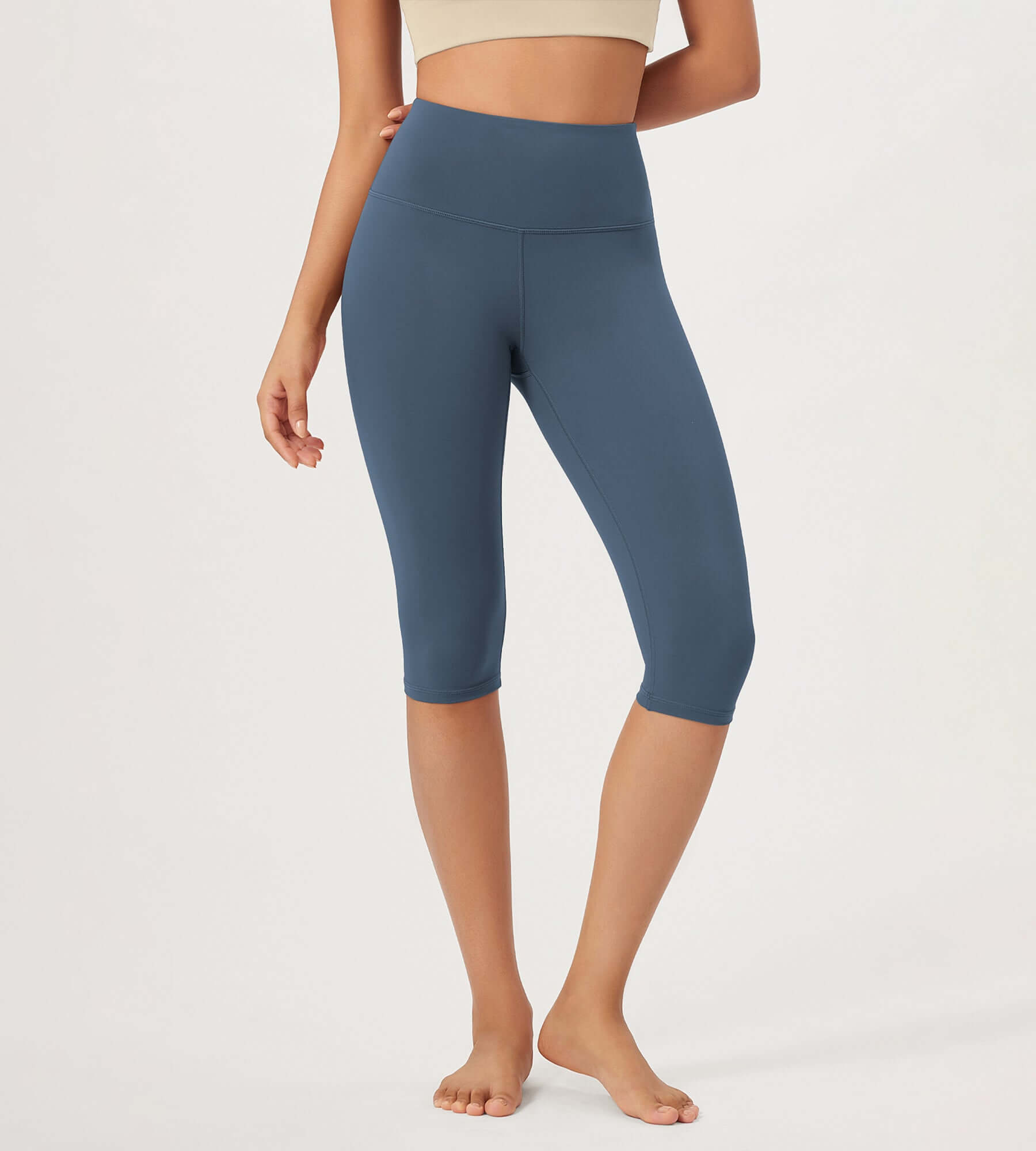 ODLEX 2-Pack 14 High Waist Knee Length Workout Athletic Running Capris Leggings - ododos