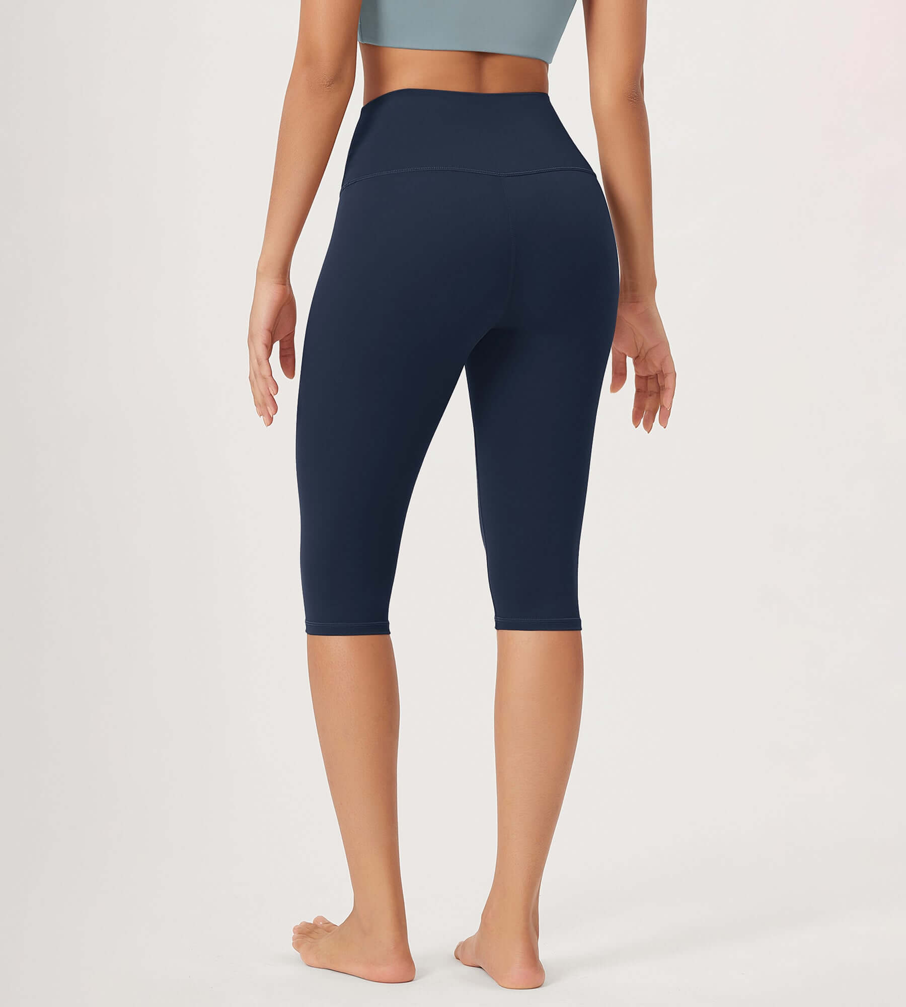 ODLEX 2-Pack 14 High Waist Knee Length Workout Athletic Running Capris Leggings - ododos