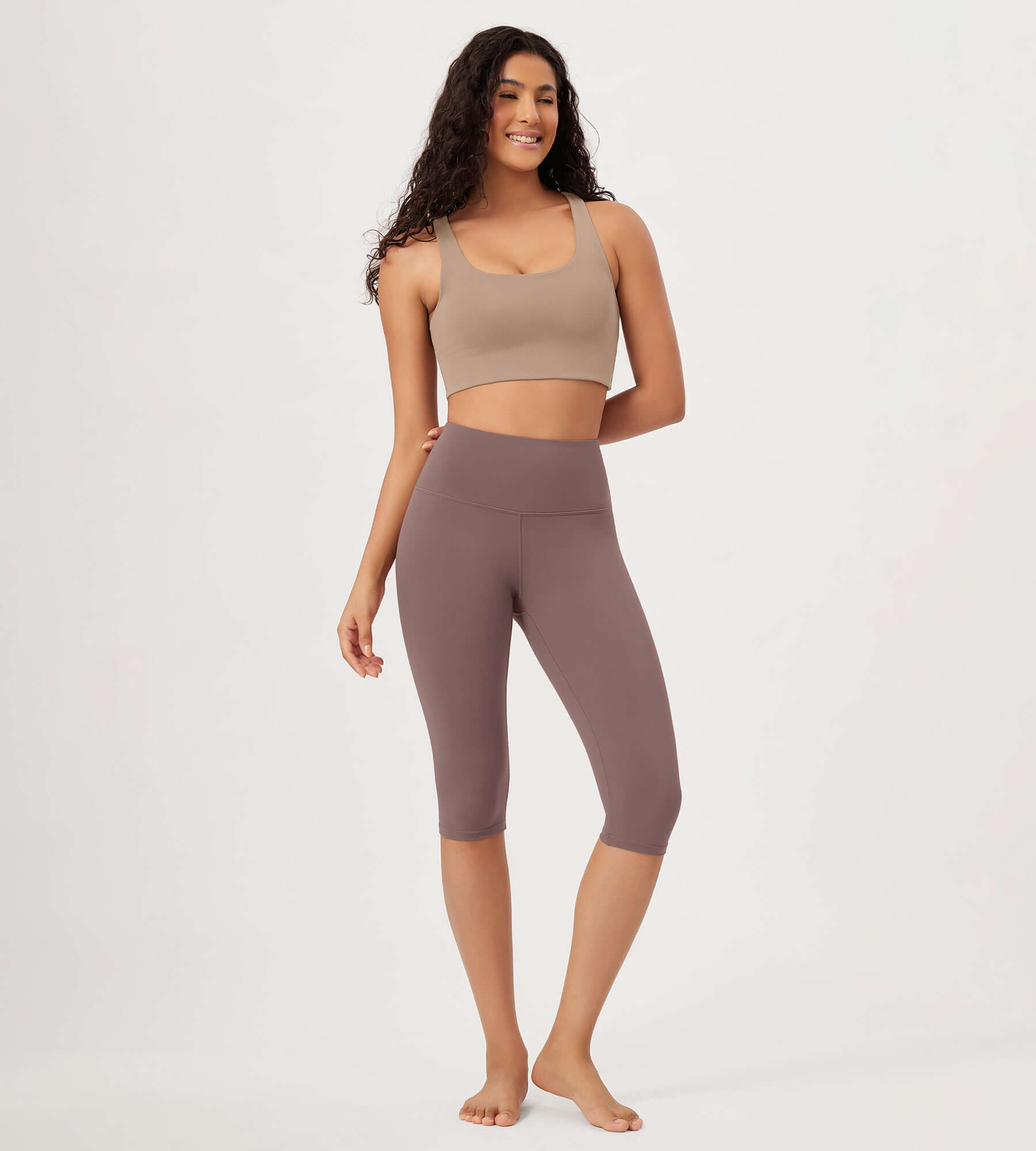 ODLEX 2-Pack 14 High Waist Knee Length Workout Athletic Running Capris Leggings - ododos