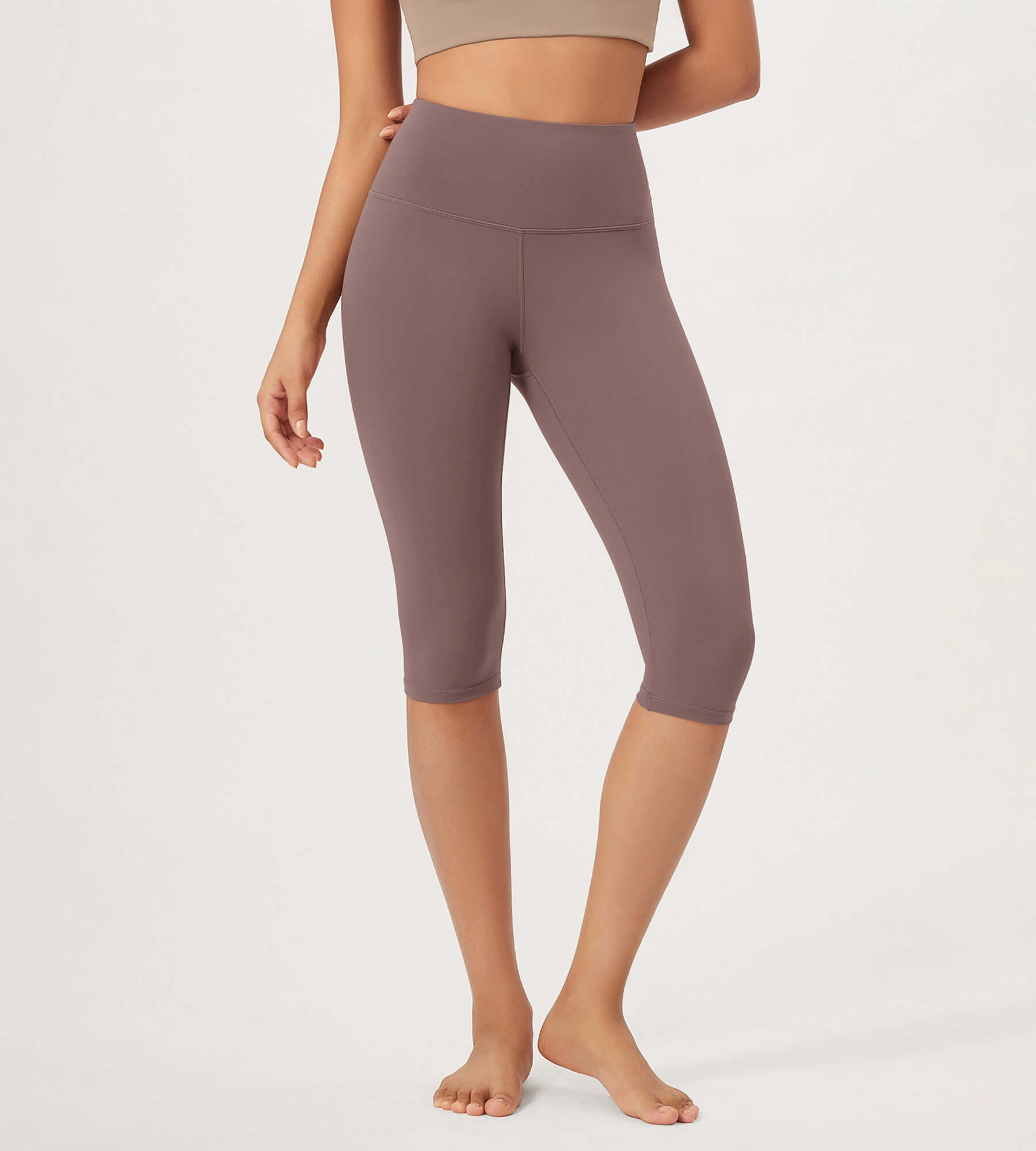 ODLEX 2-Pack 14 High Waist Knee Length Workout Athletic Running Capris Leggings - ododos