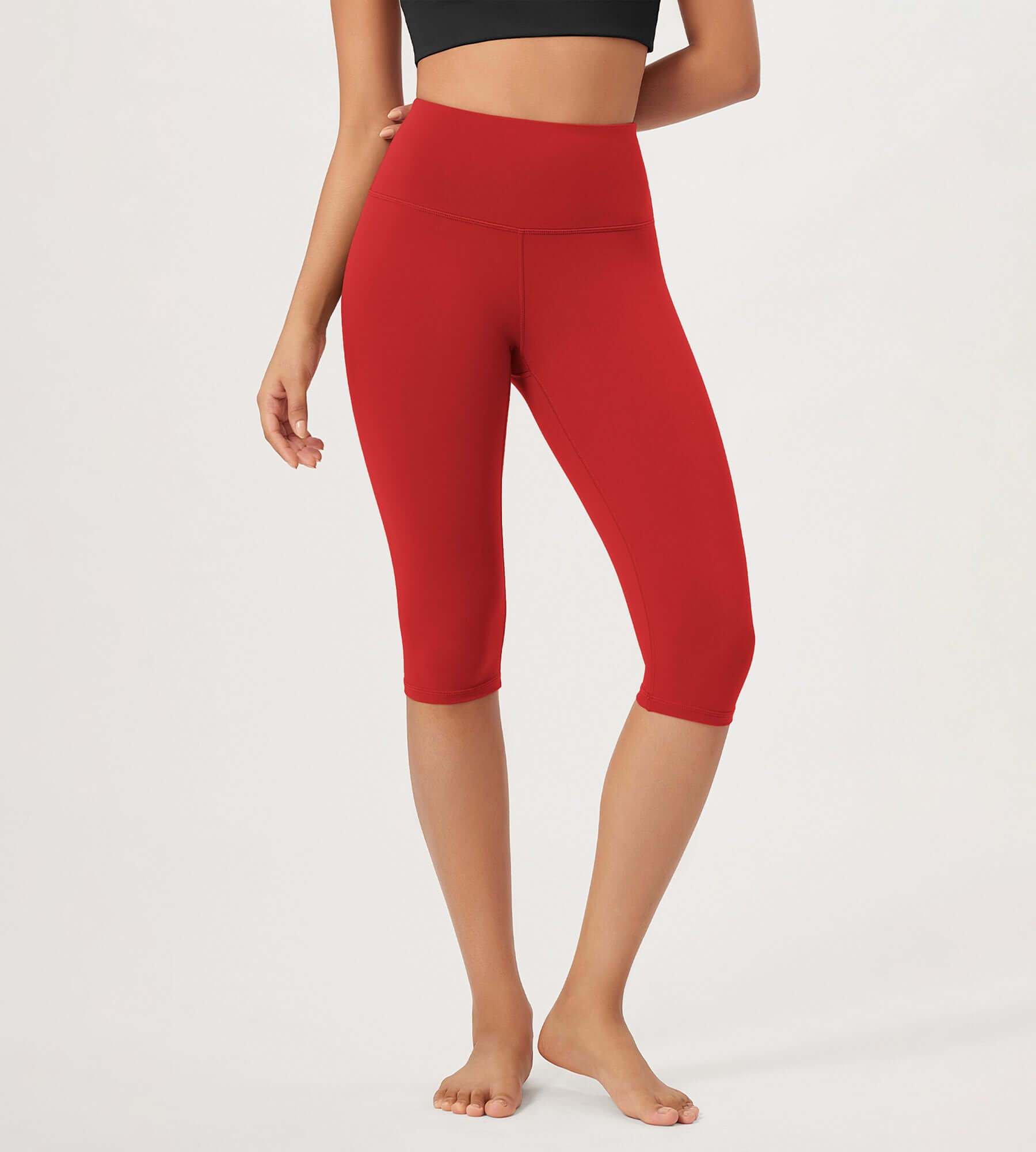 ODLEX 2-Pack 14 High Waist Knee Length Workout Athletic Running Capris Leggings - ododos