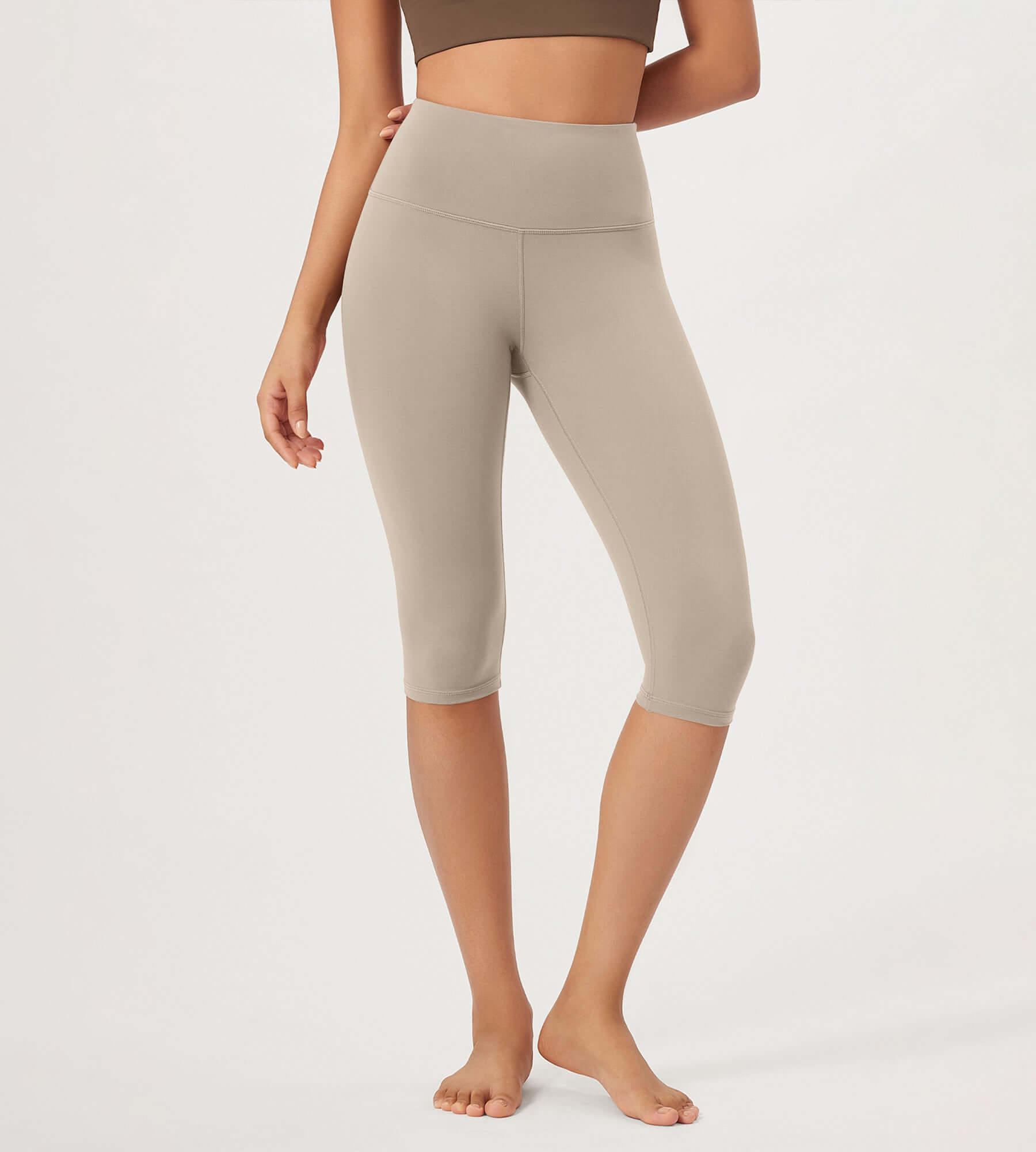 ODLEX 2-Pack 14 High Waist Knee Length Workout Athletic Running Capris Leggings - ododos