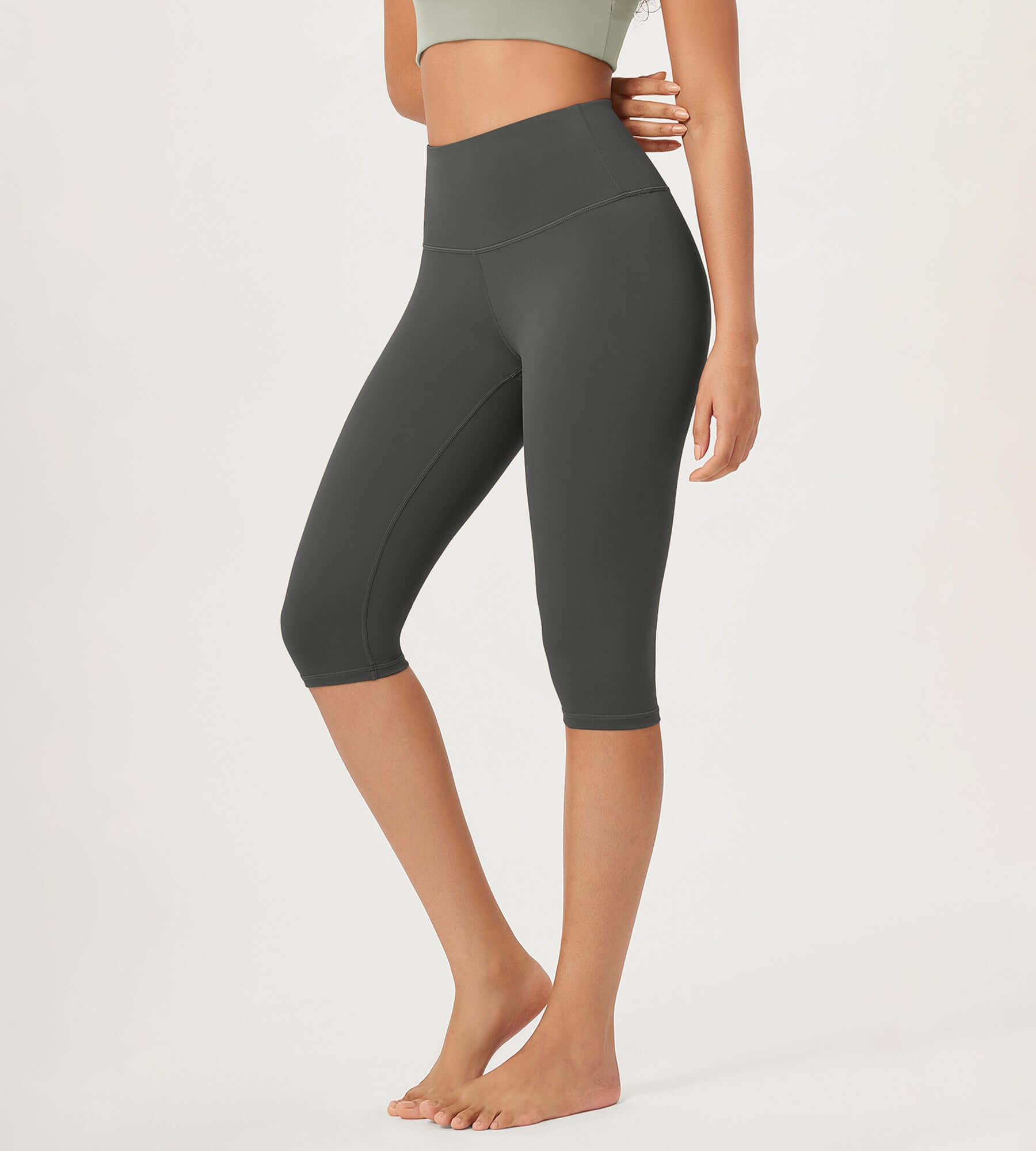 ODLEX 14 High Waist Knee Length Workout Athletic Running Capris Leggings - ododos