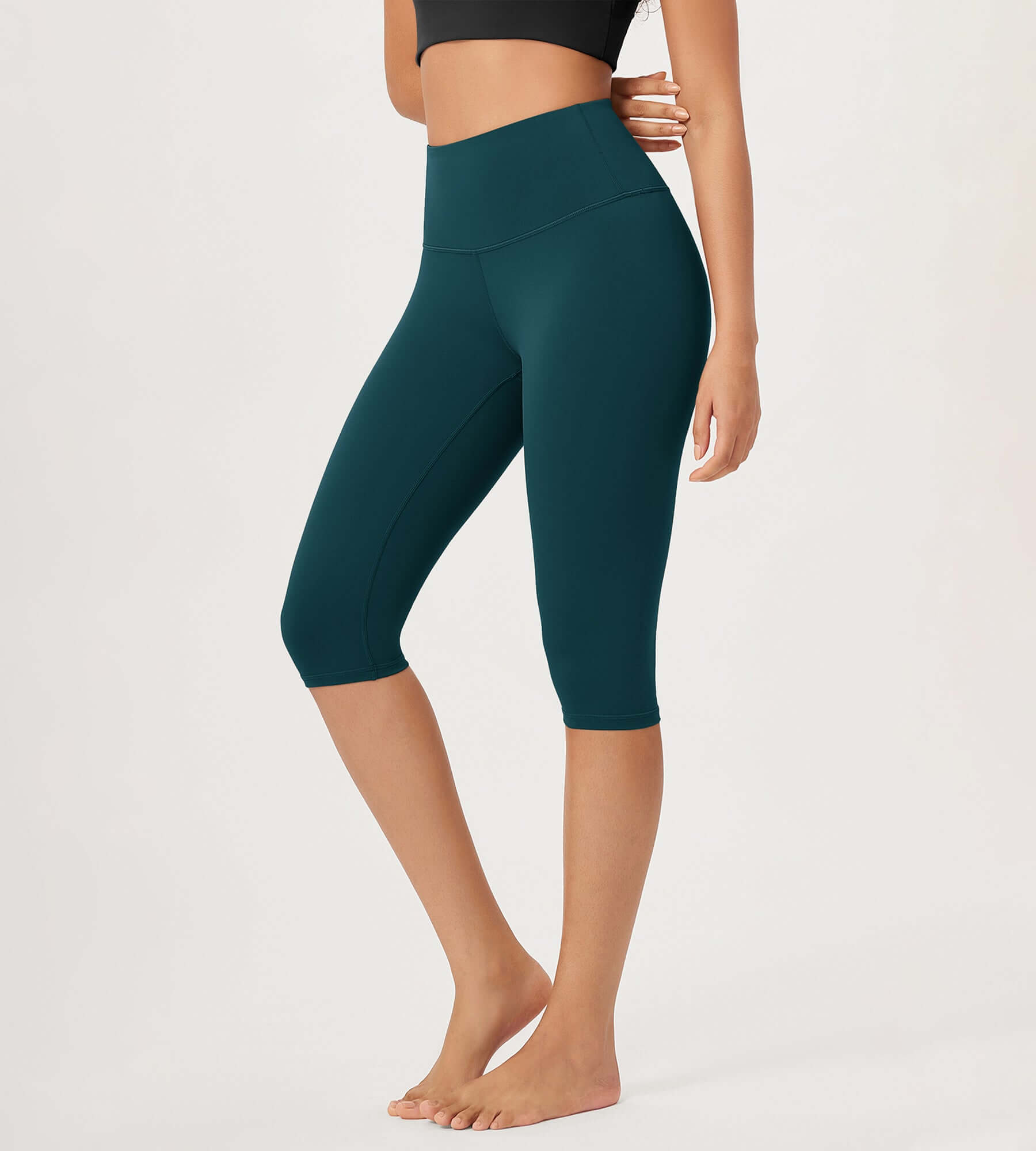 ODLEX 14 High Waist Knee Length Workout Athletic Running Capris Leggings - ododos