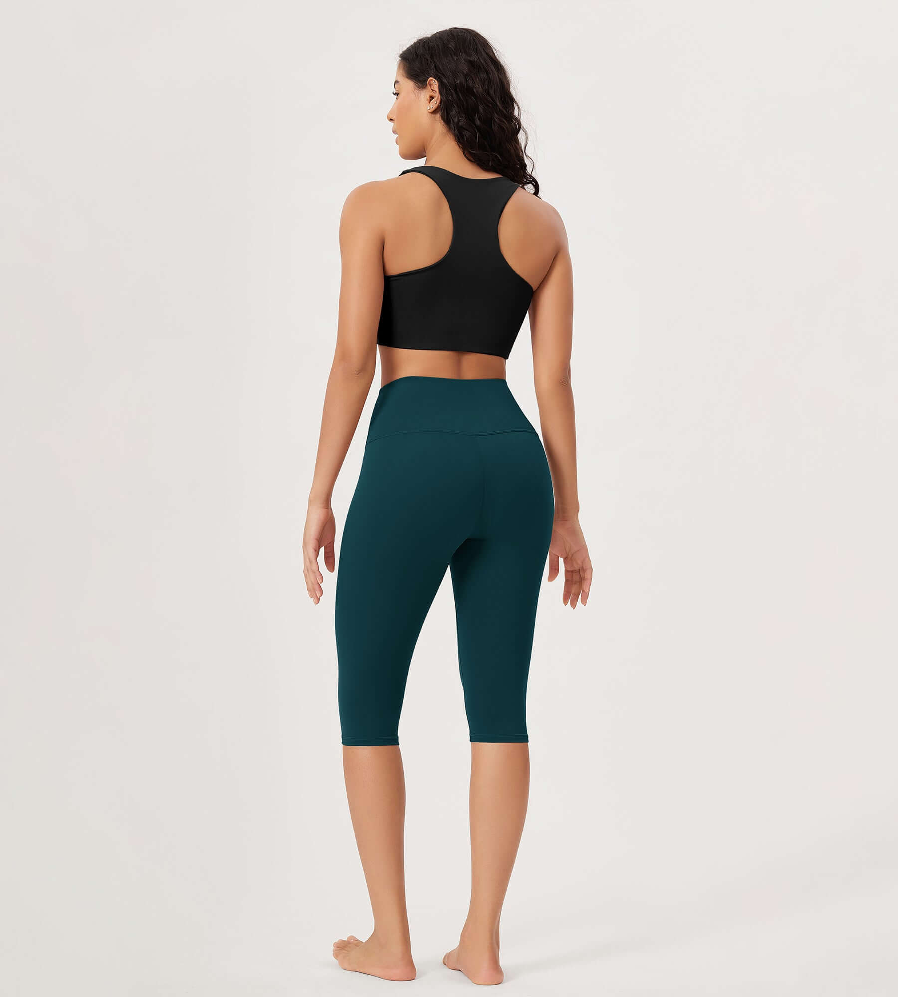 ODLEX 14 High Waist Knee Length Workout Athletic Running Capris Leggings - ododos