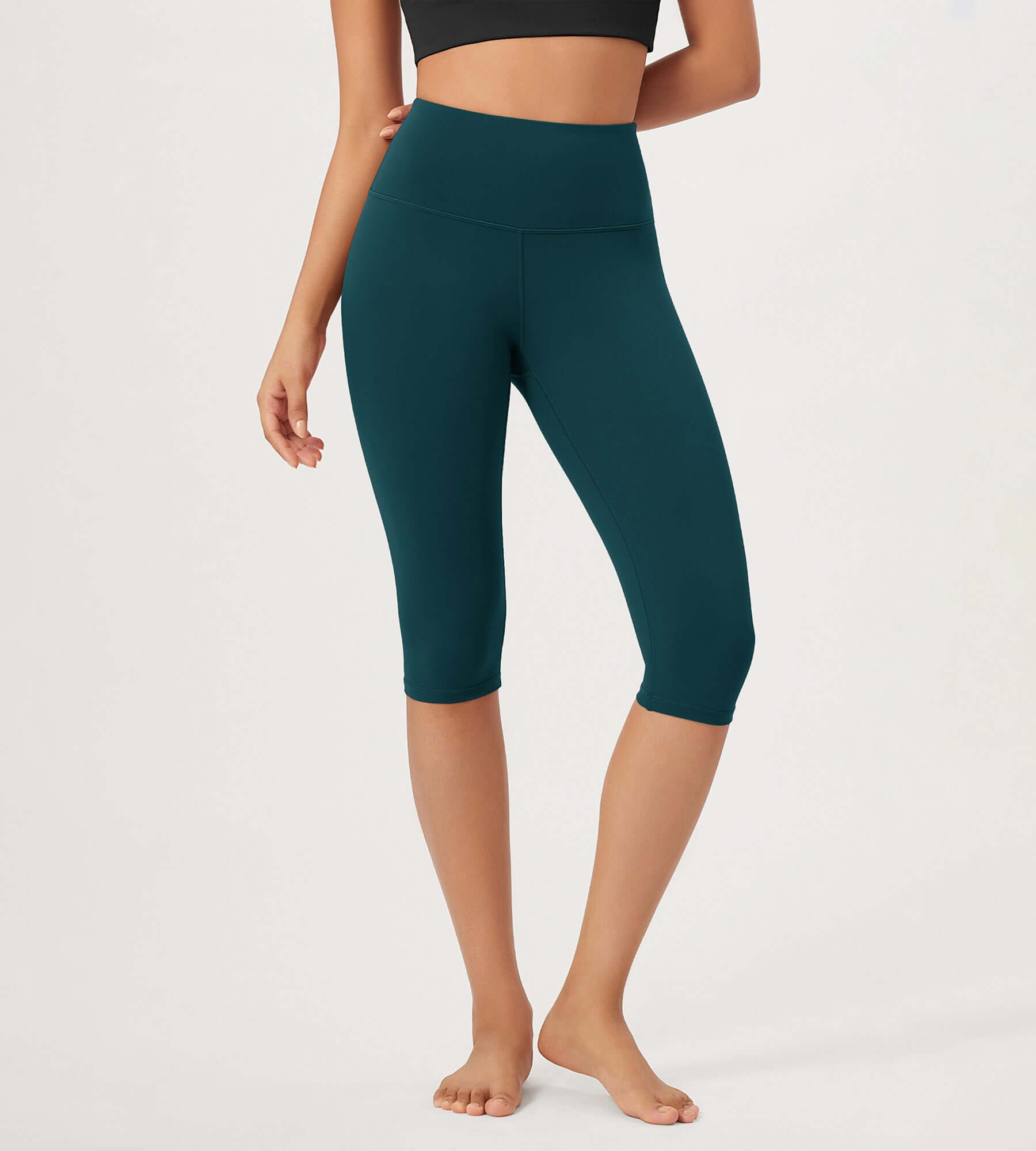 ODLEX 14 High Waist Knee Length Workout Athletic Running Capris Leggings - ododos