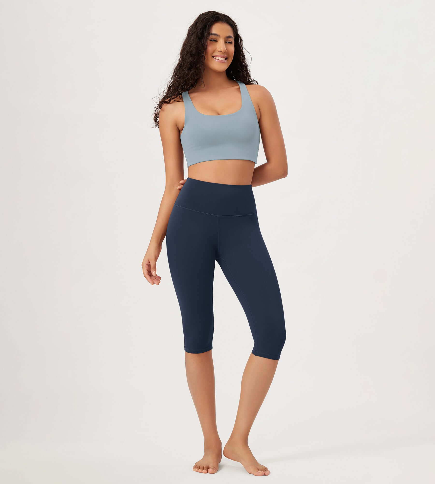 ODLEX 14 High Waist Knee Length Workout Athletic Running Capris Leggings - ododos