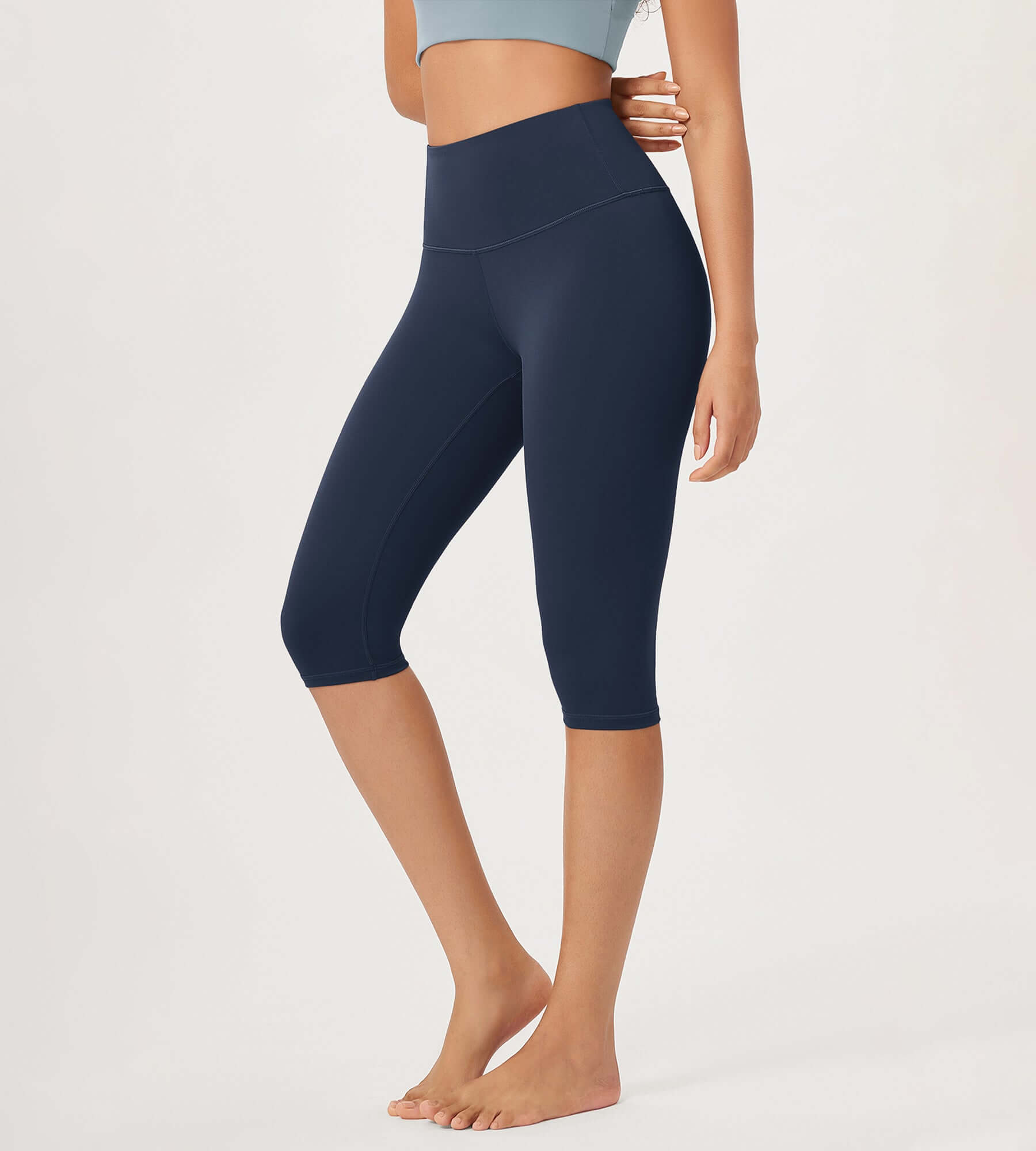 ODLEX 14 High Waist Knee Length Workout Athletic Running Capris Leggings - ododos