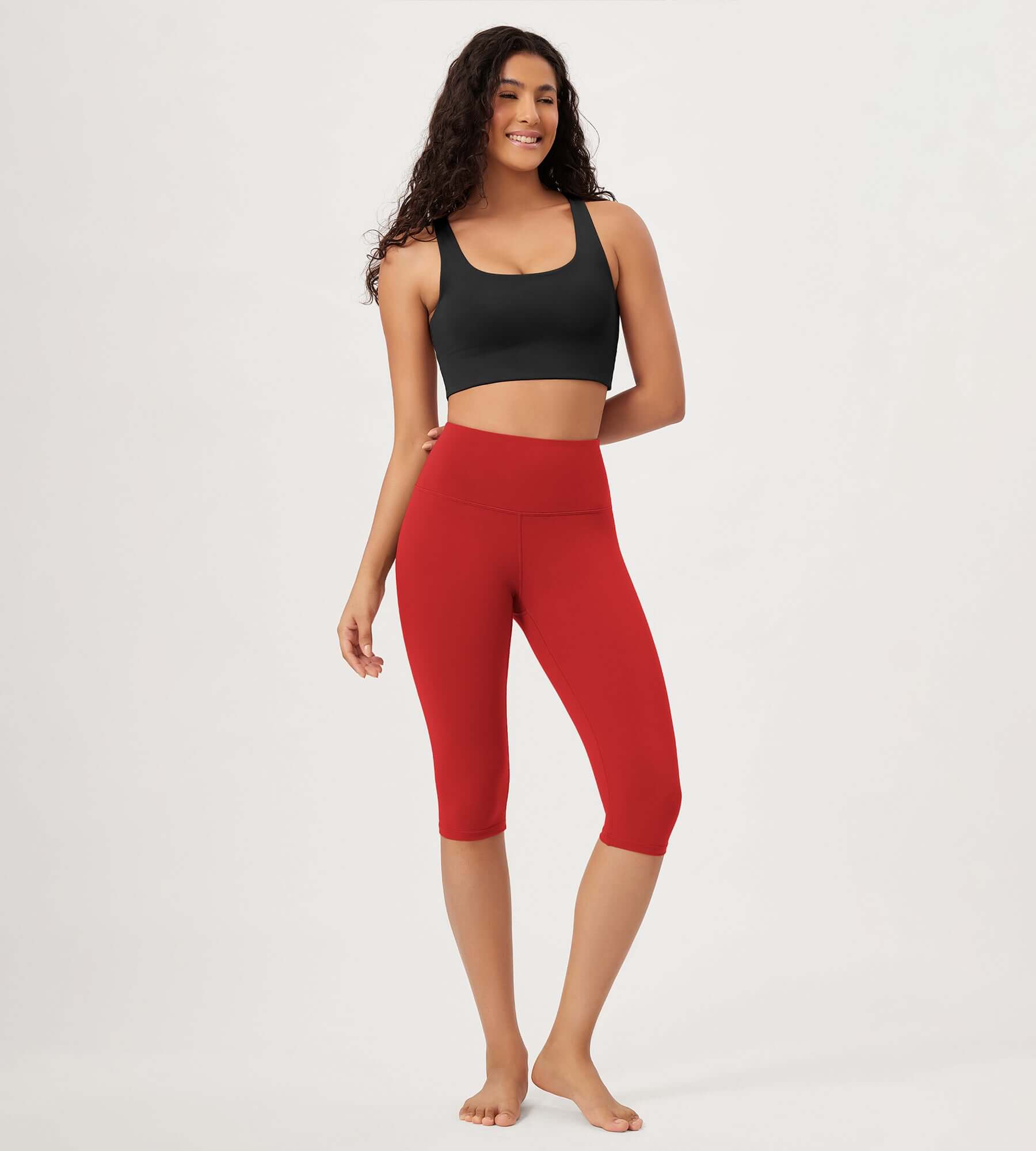 ODLEX 14 High Waist Knee Length Workout Athletic Running Capris Leggings - ododos