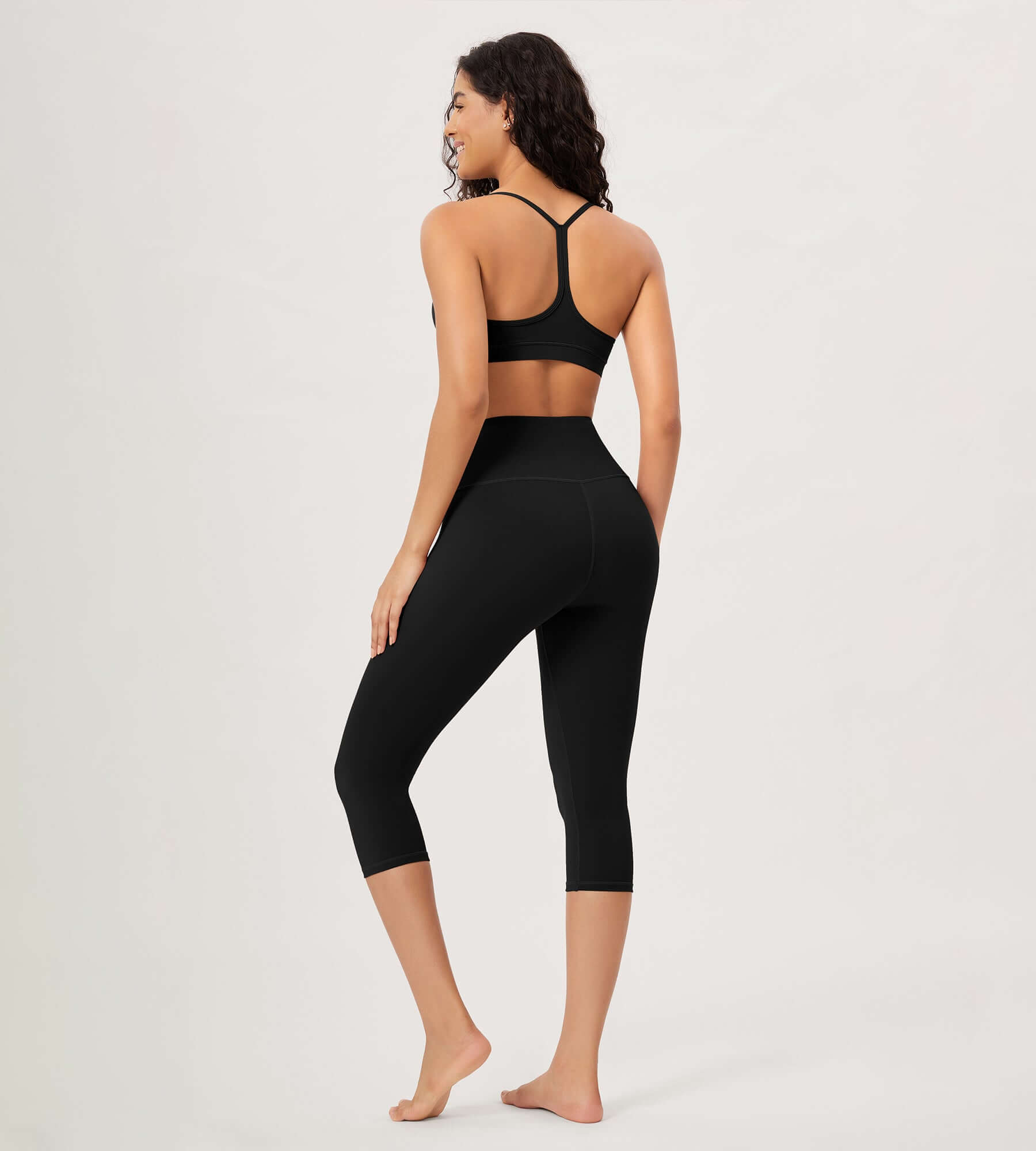 ODLEX 19 High Waist Knee Length Workout Athletic Running Capris Leggings - ododos