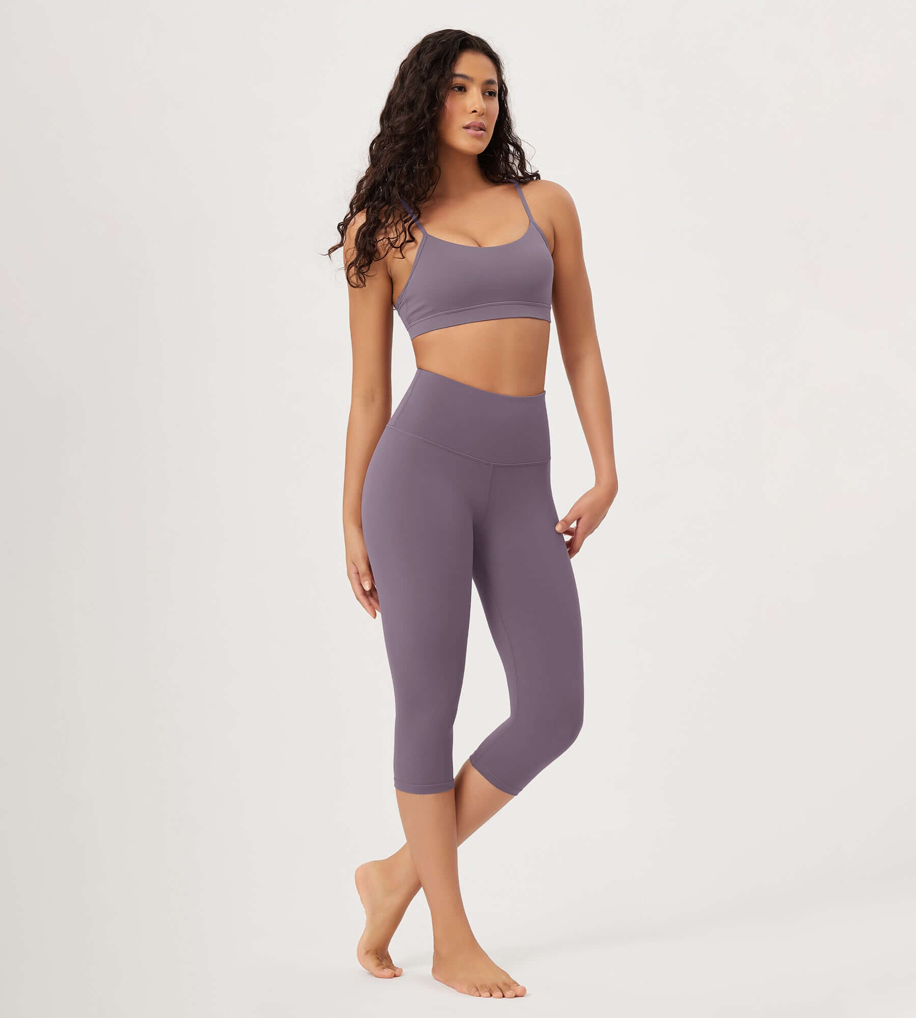 ODLEX 2-Pack 19 High Waist Knee Length Workout Athletic Running Capris Leggings - ododos