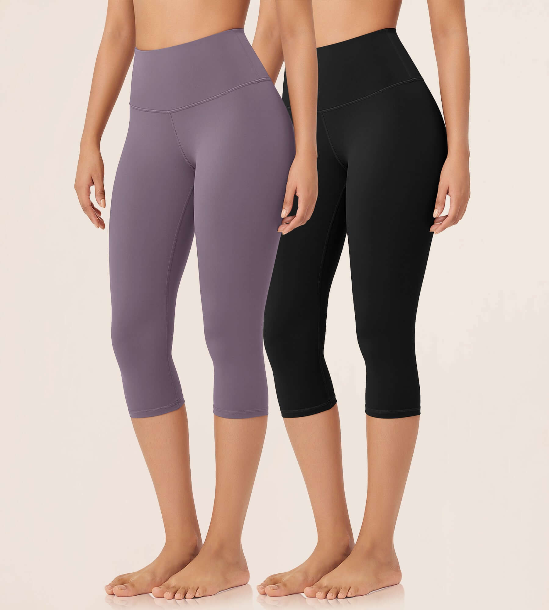 ODLEX 2-Pack 19 High Waist Knee Length Workout Athletic Running Capris Leggings - ododos