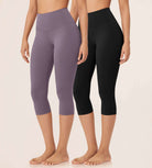 ODLEX 2-Pack 19" High Waist Knee Length Workout Athletic Running Capris Leggings - ododos