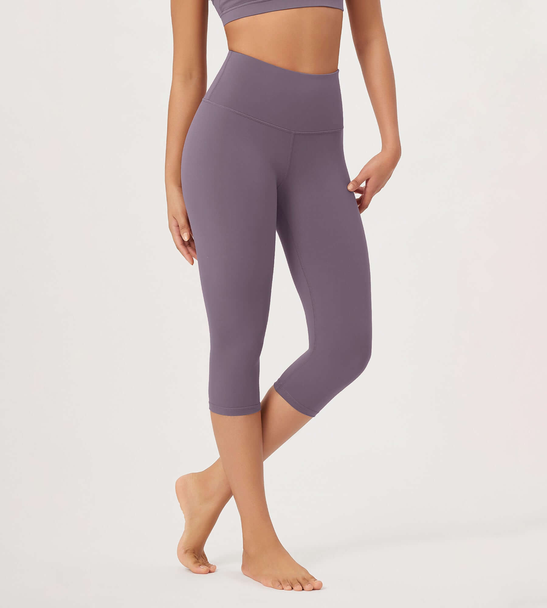 ODLEX 2-Pack 19 High Waist Knee Length Workout Athletic Running Capris Leggings - ododos