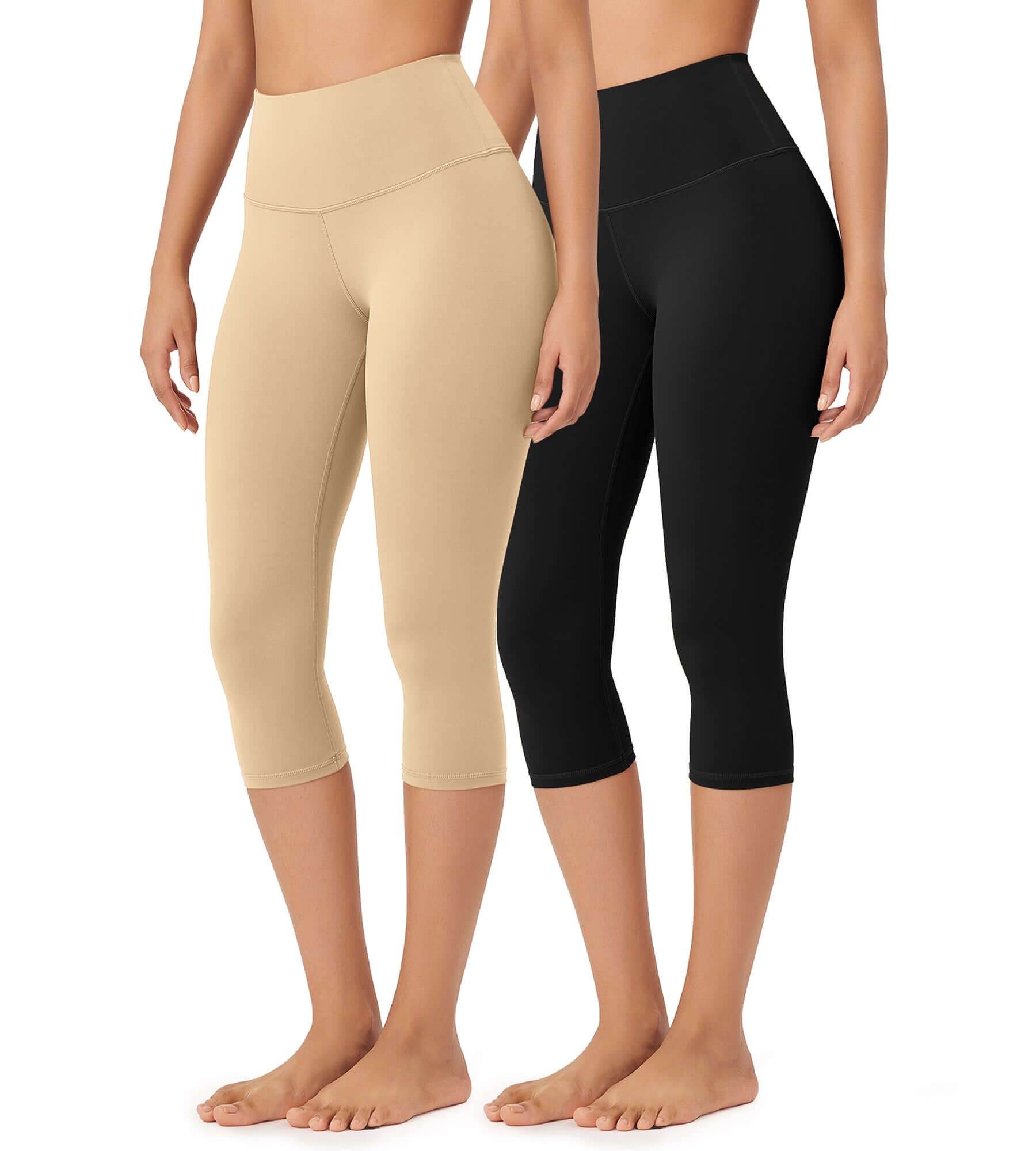 ODLEX 2-Pack 19 High Waist Knee Length Workout Athletic Running Capris Leggings - ododos