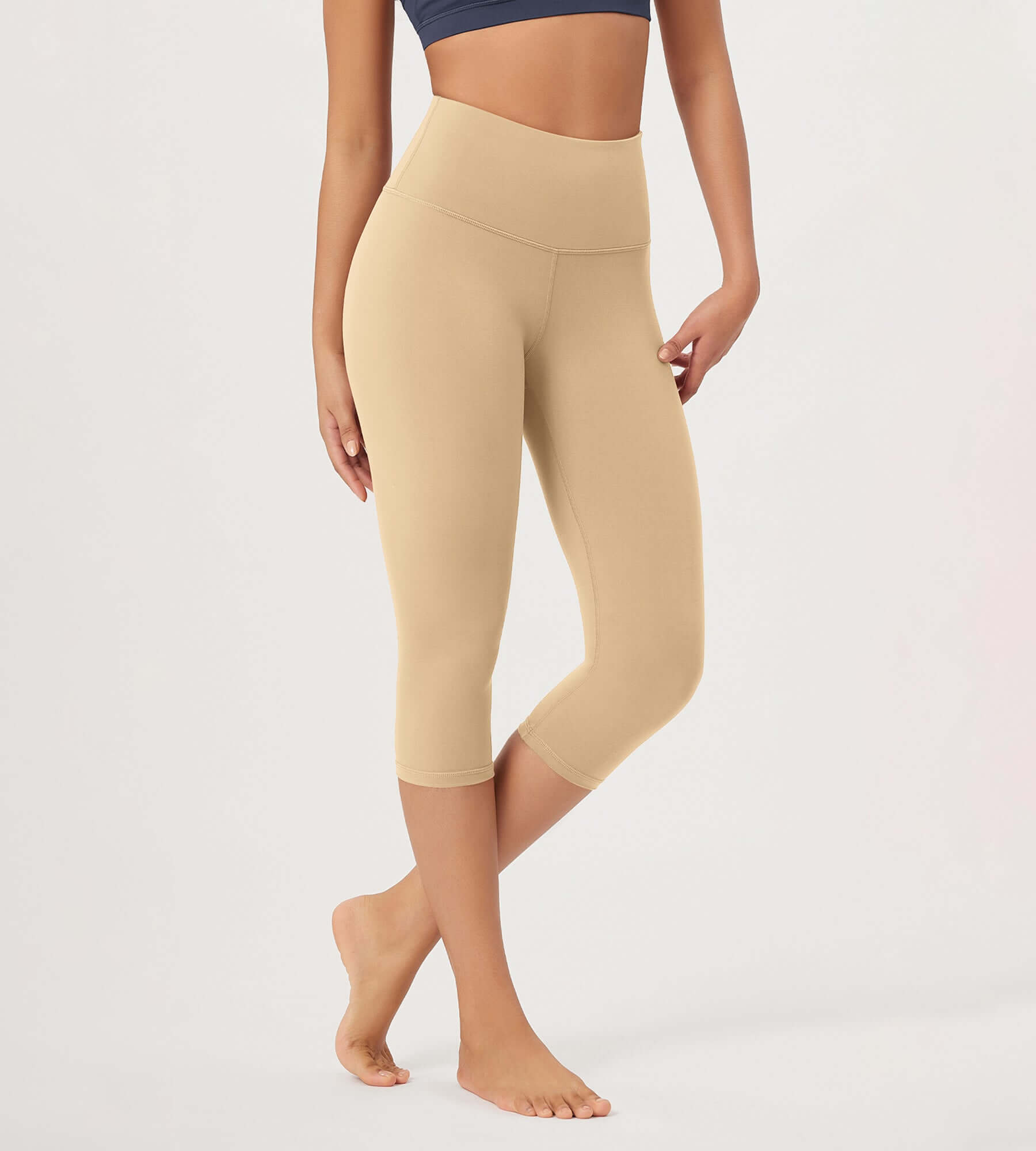 ODLEX 2-Pack 19 High Waist Knee Length Workout Athletic Running Capris Leggings - ododos