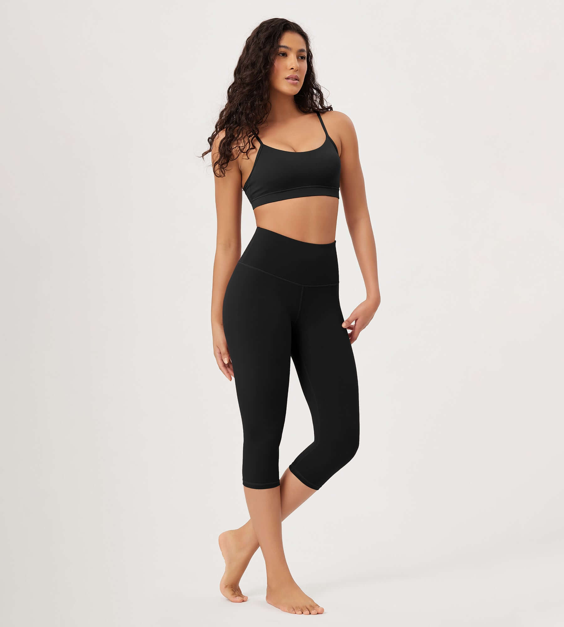 ODLEX 2-Pack 19 High Waist Knee Length Workout Athletic Running Capris Leggings - ododos