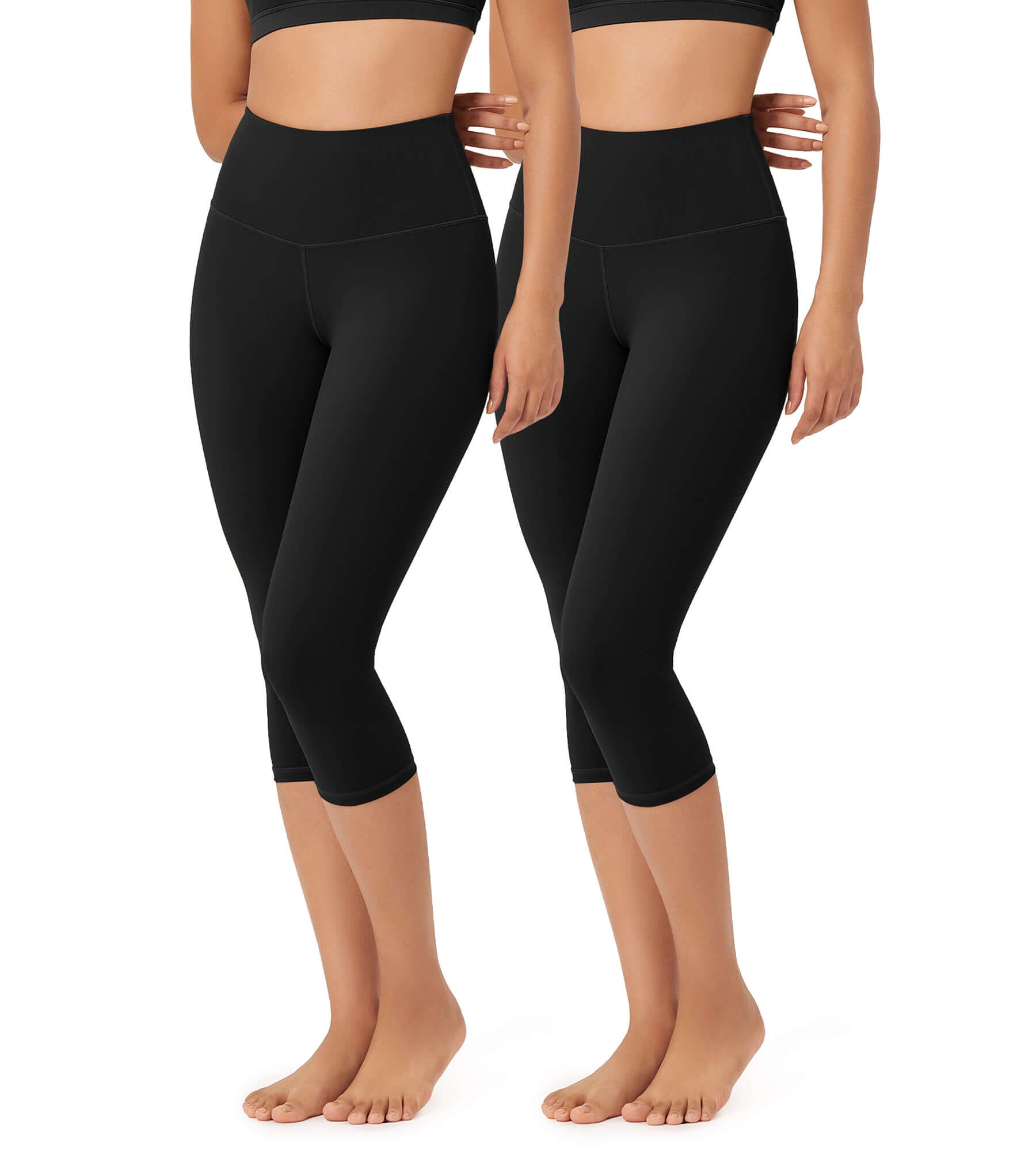 ODLEX 2-Pack 19" High Waist Knee Length Workout Athletic Running Capris Leggings - ododos