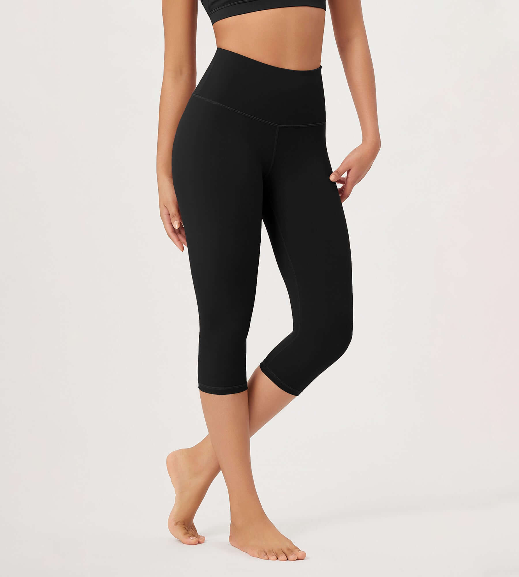 ODLEX 2-Pack 19 High Waist Knee Length Workout Athletic Running Capris Leggings - ododos